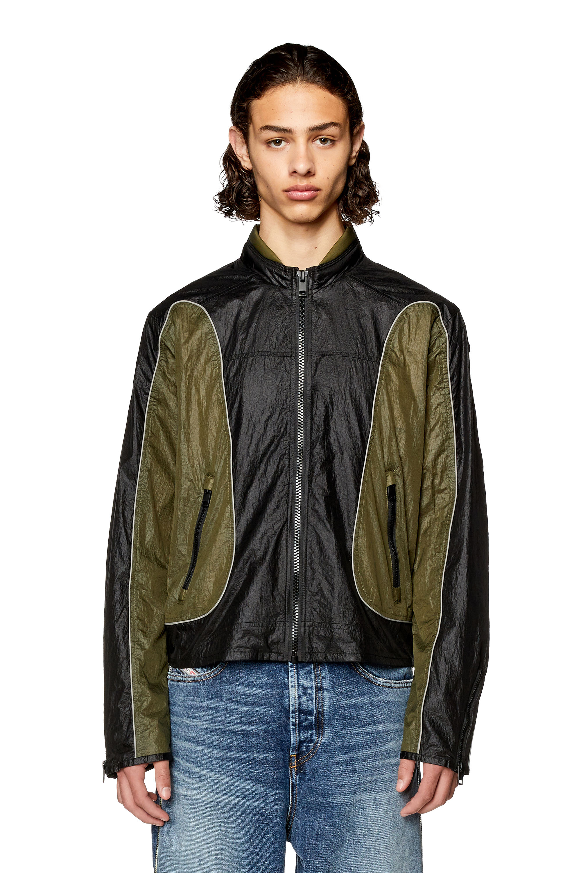 Diesel - Nylon jacket with contrast detailing - Jackets - Man - Multicolor