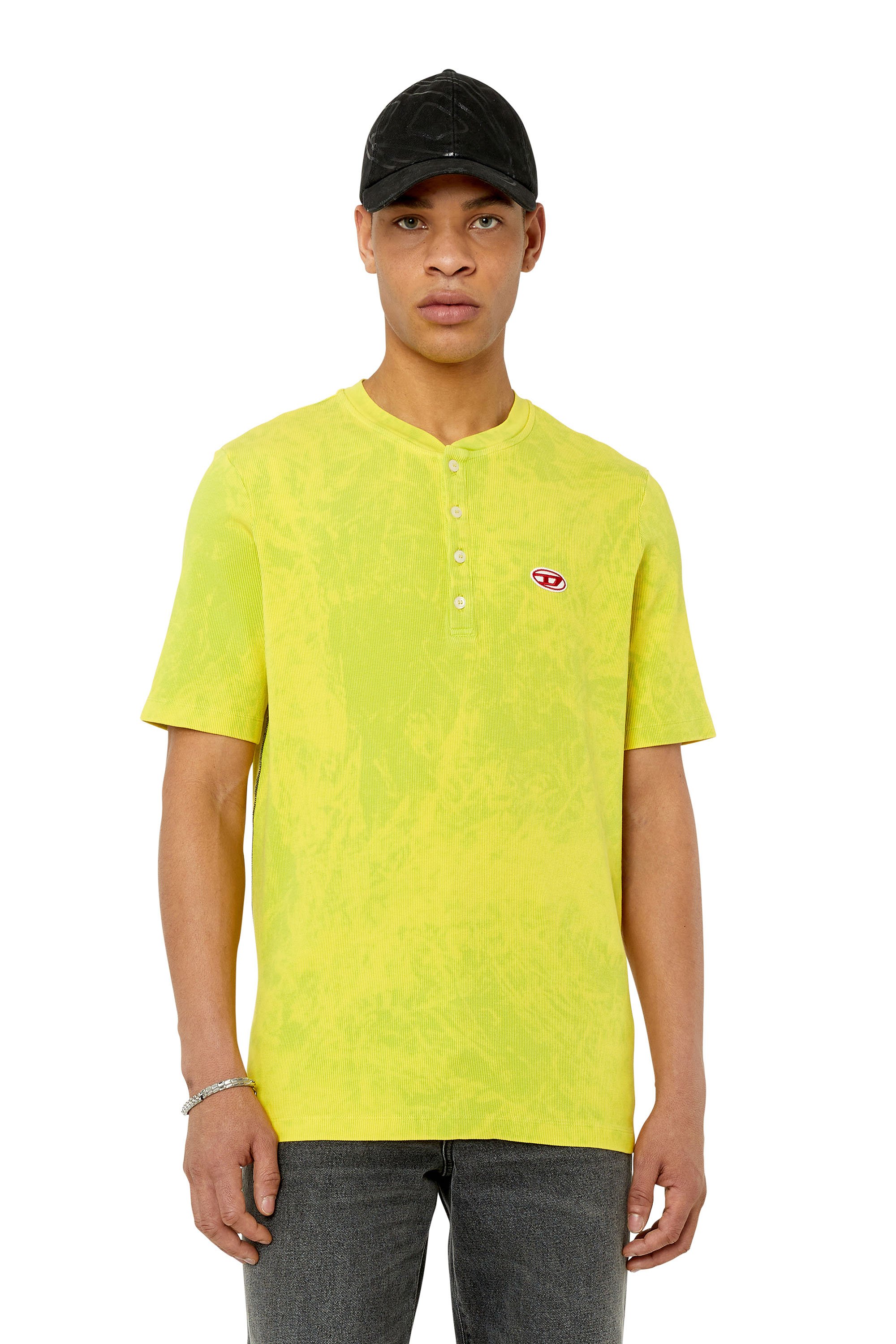 Diesel - T-shirt con scollo serafino e logo applicato - T-Shirts - Uomo - Verde