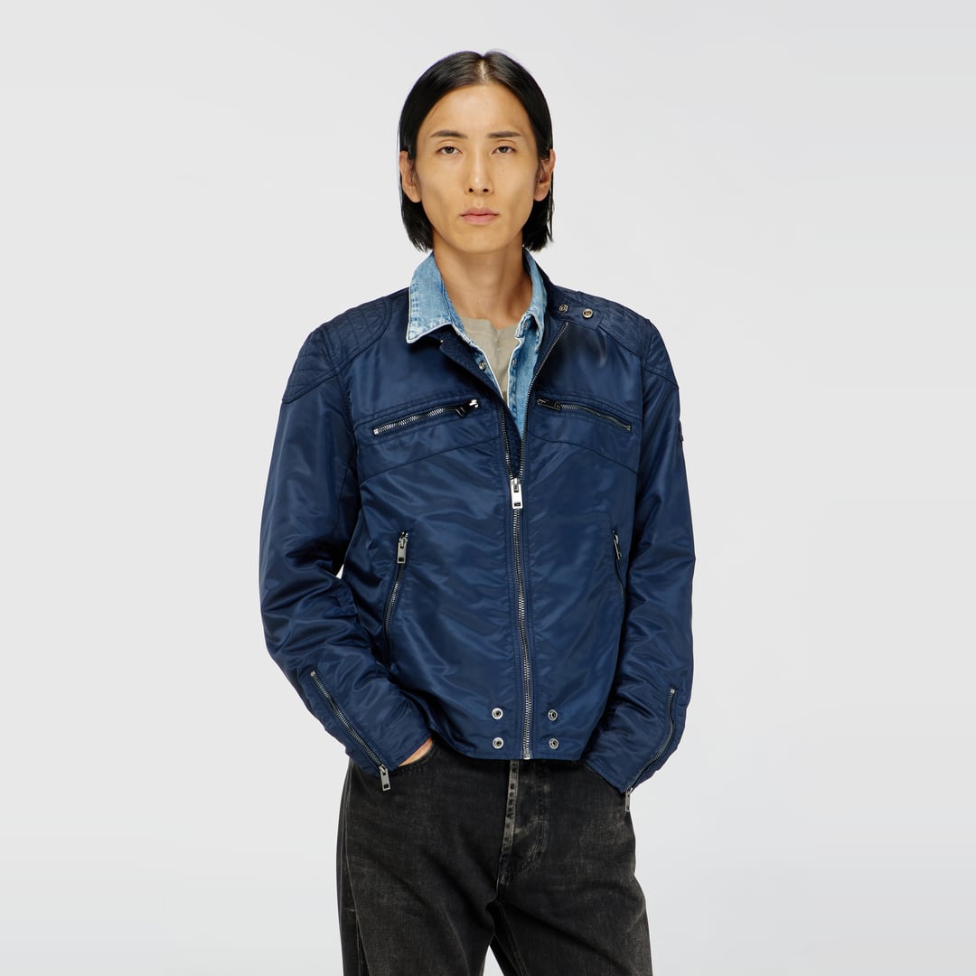 Diesel - Nylon jacket with quilted shoulders and zip pockets - Jackets - Man - Blue