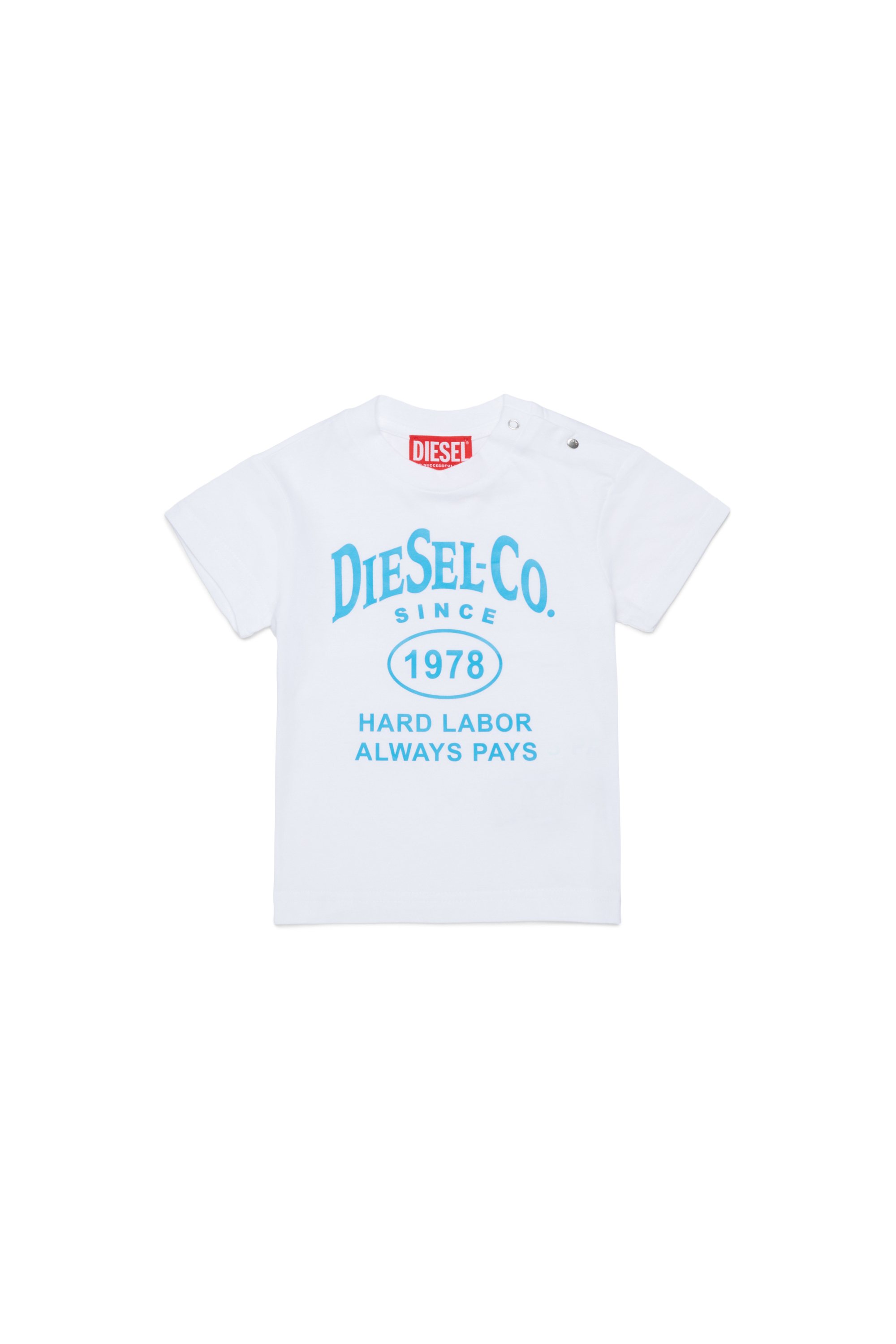 Diesel Jongens Wit - Cotton T-Shirt H Slogan Print - T-Shirts And Tops - Man Maat 24-36 Kinderen