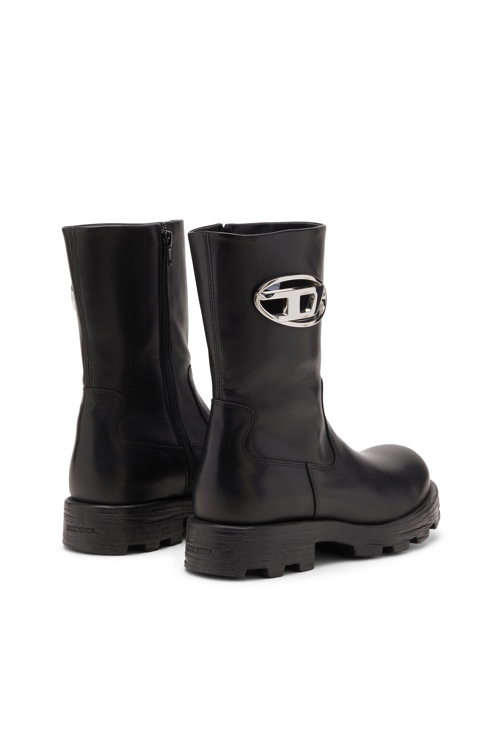Diesel - D-HAMMER BKR D W, Woman's D-Hammer-Biker boots in shiny leather in Black - 4