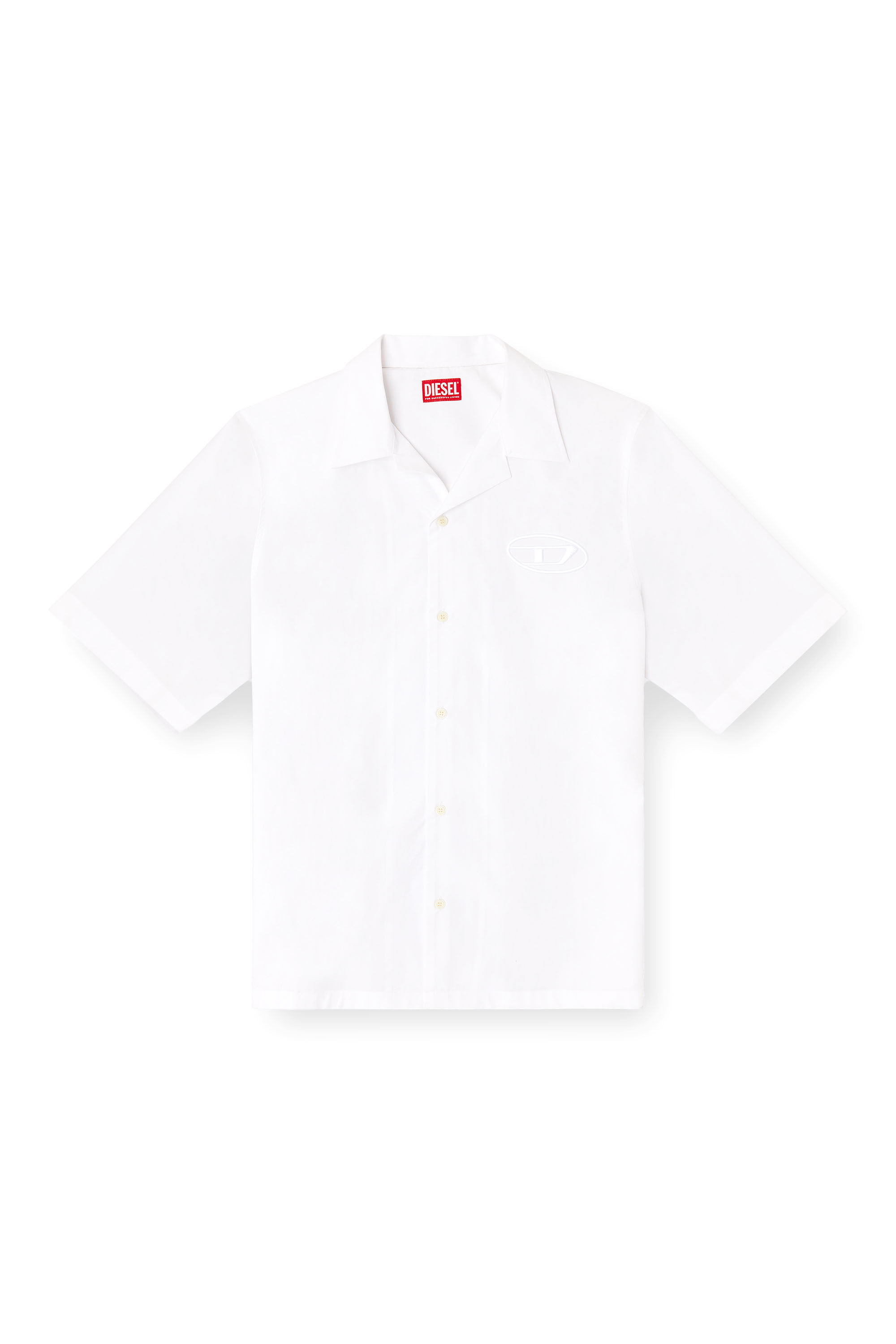 Diesel - S-MAC-PCAL, Man's Bowling shirt with Oval D in White - 3