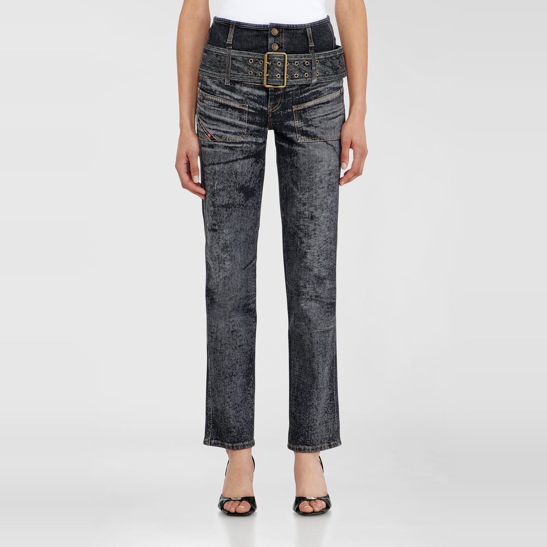 Diesel Slim Jeans High Waist D-Gorina, Black/Dark grey, Button fly
