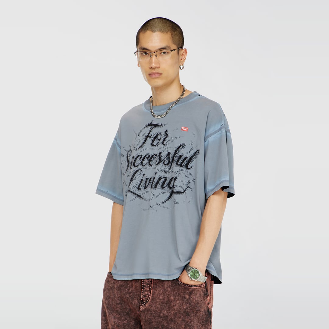 Diesel - T-shirt with For Successful Living print - T-Shirts - Man - Grey