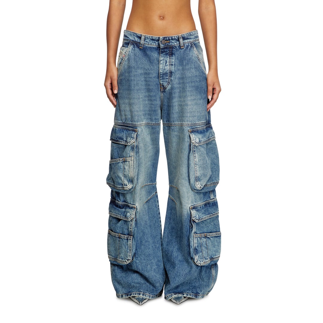 Diesel Relaxed Jeans Low Waist 1996 D-Sire, Medium blue, Button fly