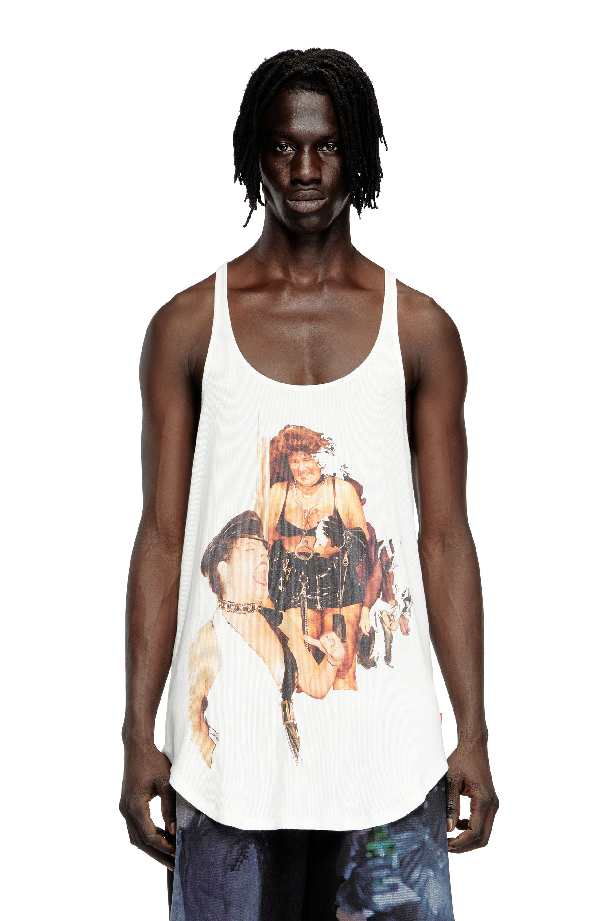 Diesel Unisex White - Tank Top With Graphic Print - T-Shirts Extra Small