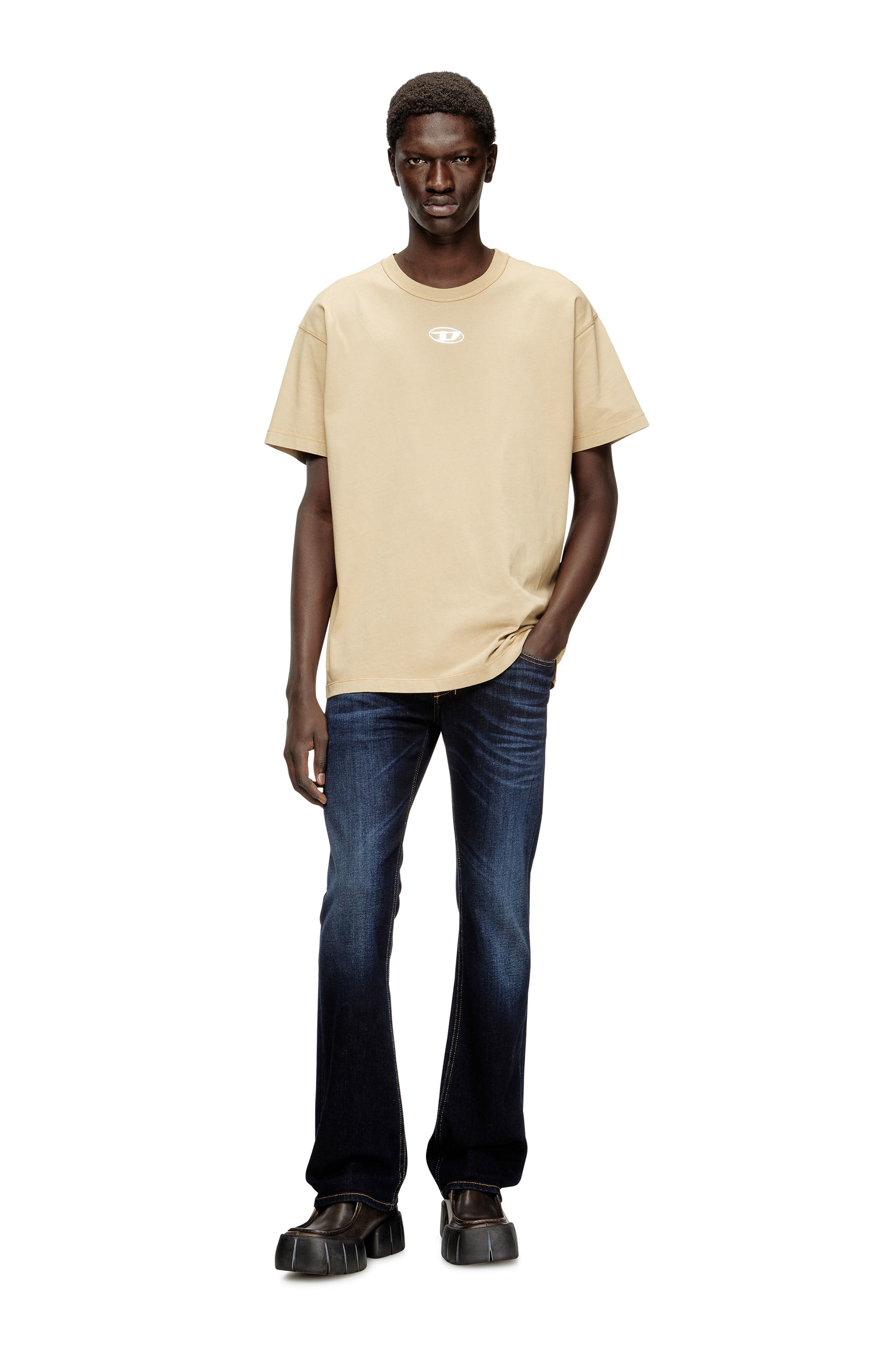 Diesel - T-NORM-IOD, Man's Light cotton T-shirt with metallic Oval D logo in Beige - 2