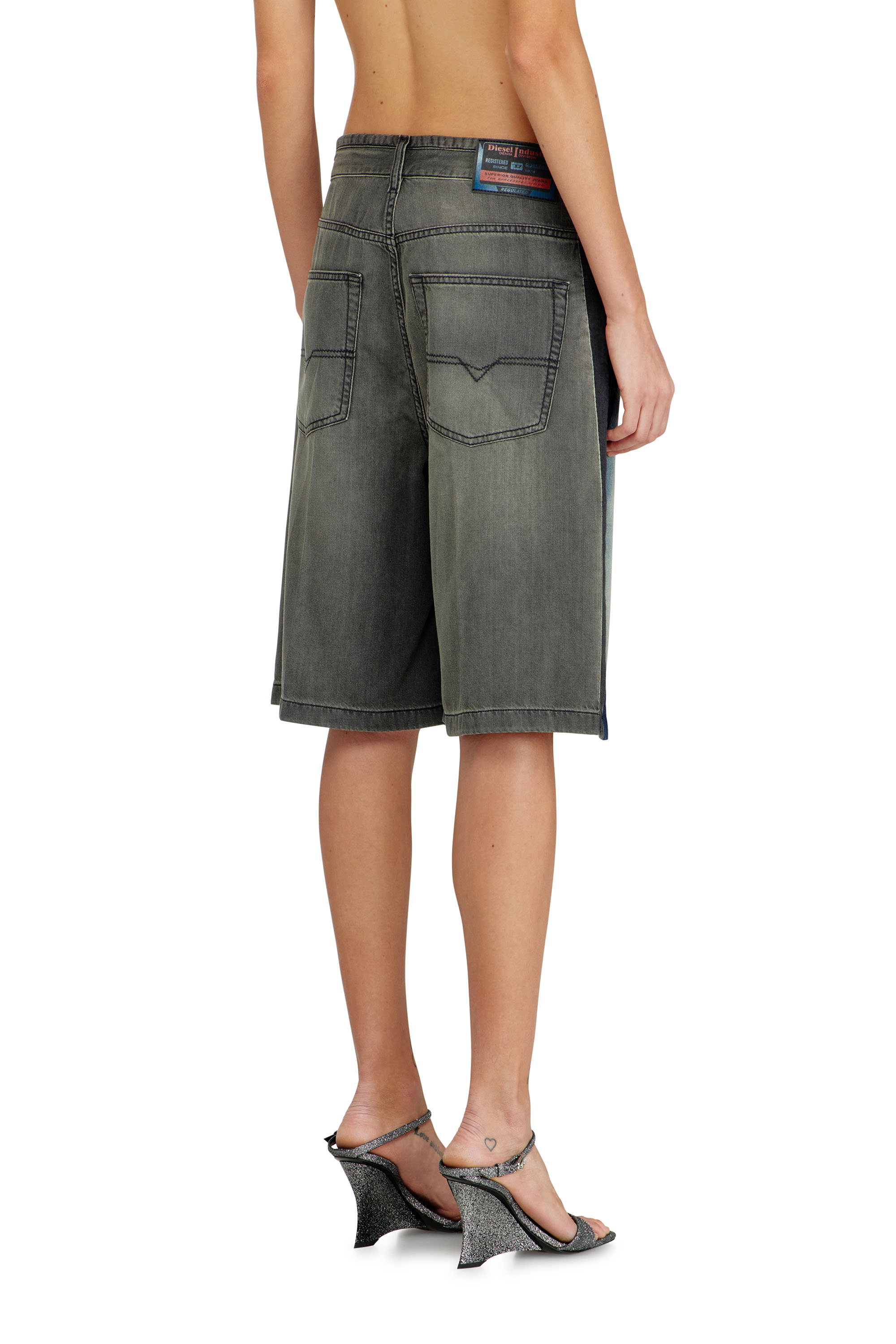 Diesel - DE-SIRE-SHORT-S1, Woman's Denim bermuda shorts in contrast washes in Blue - 3
