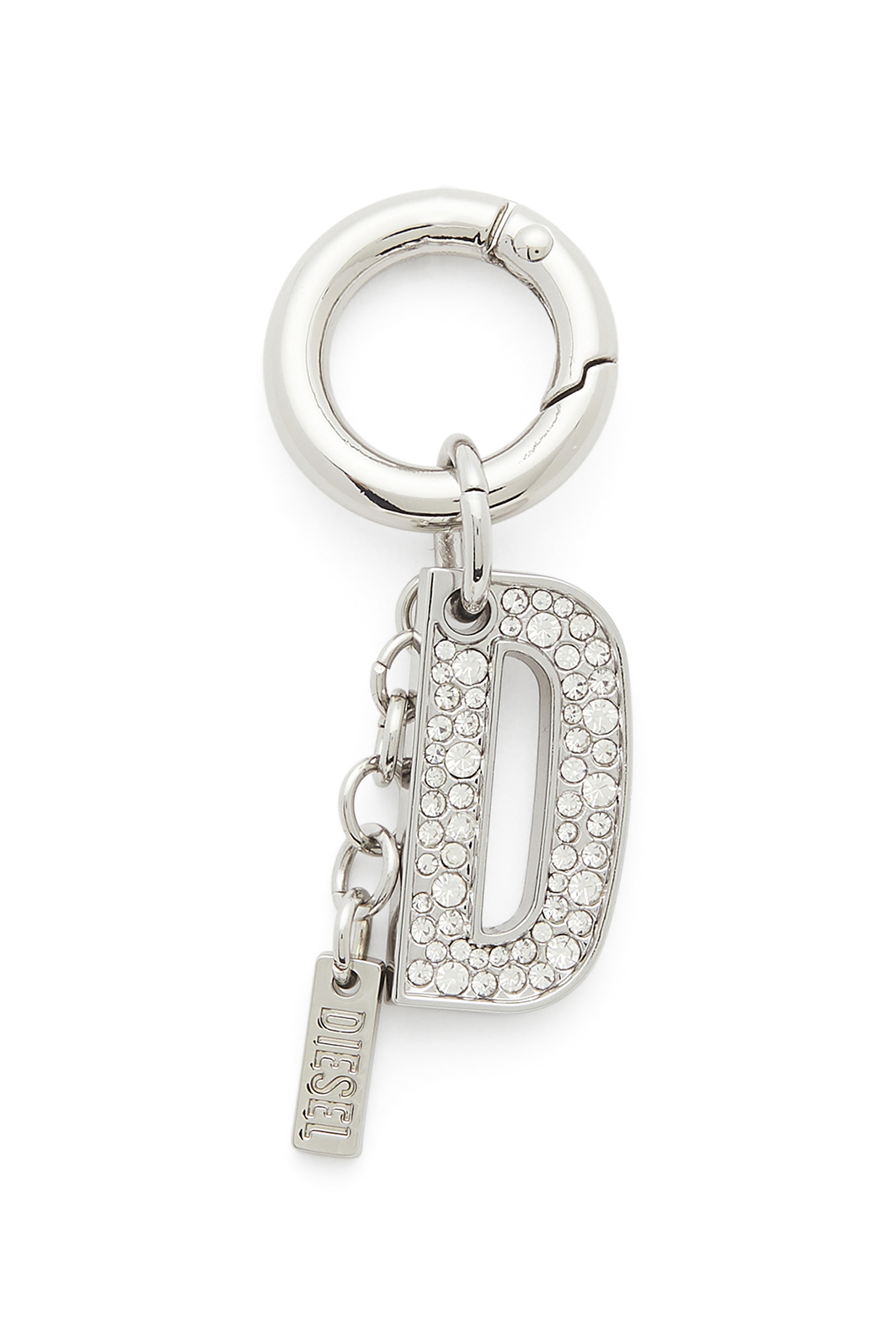Diesel Women's Silver - Metal Keyring Charm With Crystal D - Charms And Keyrings - Woman Uni