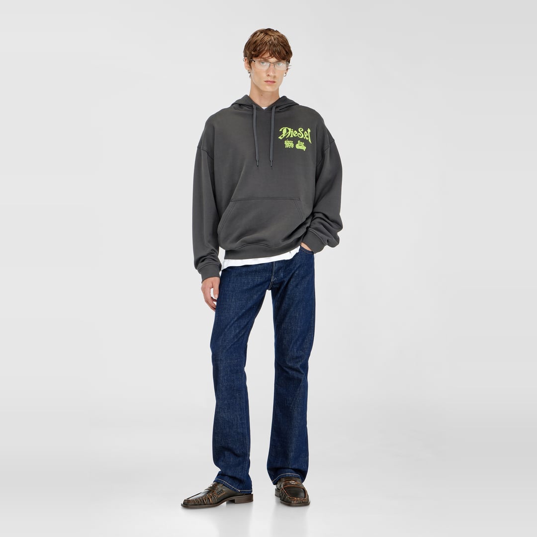 Diesel - Cotton hoodie with flocked graphics - Sweaters - Man - Grey