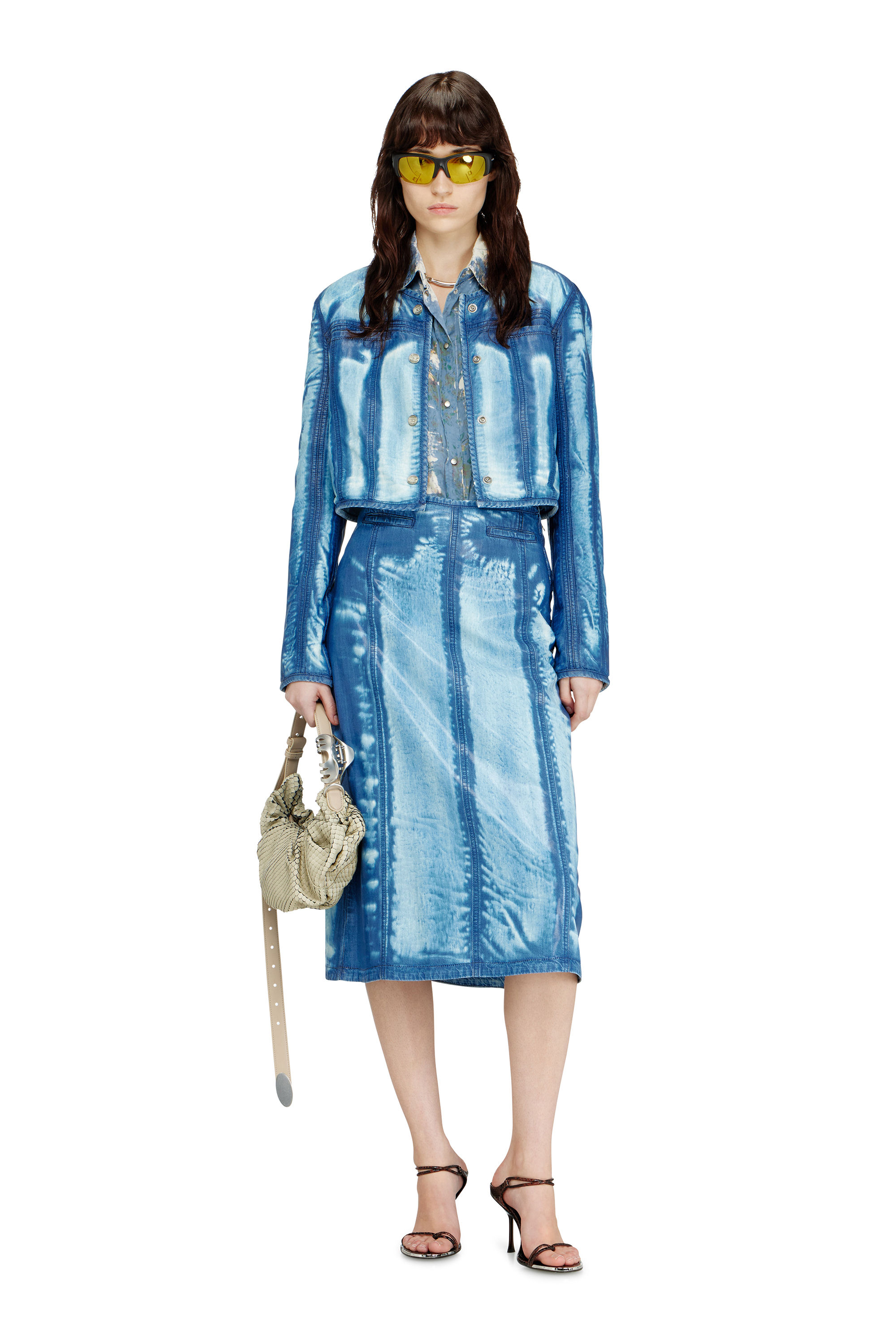 Diesel - GRAB-D HOBO S, Woman's Grab-D-Small scrunched hobo bag in snake-effect leather in Beige - 2