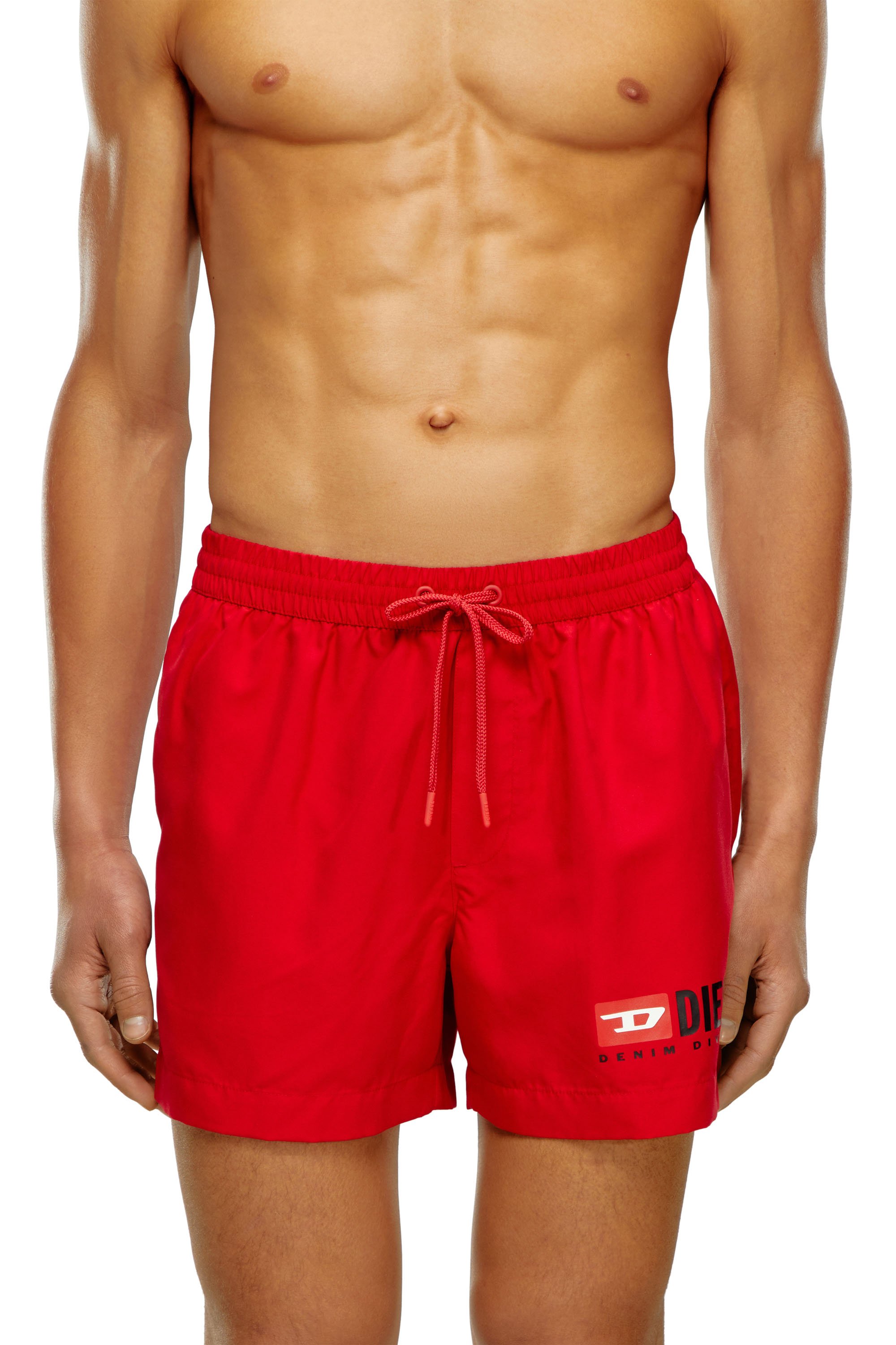 Diesel - Mid-length swim shorts with logo print - Swim shorts - Man - Red