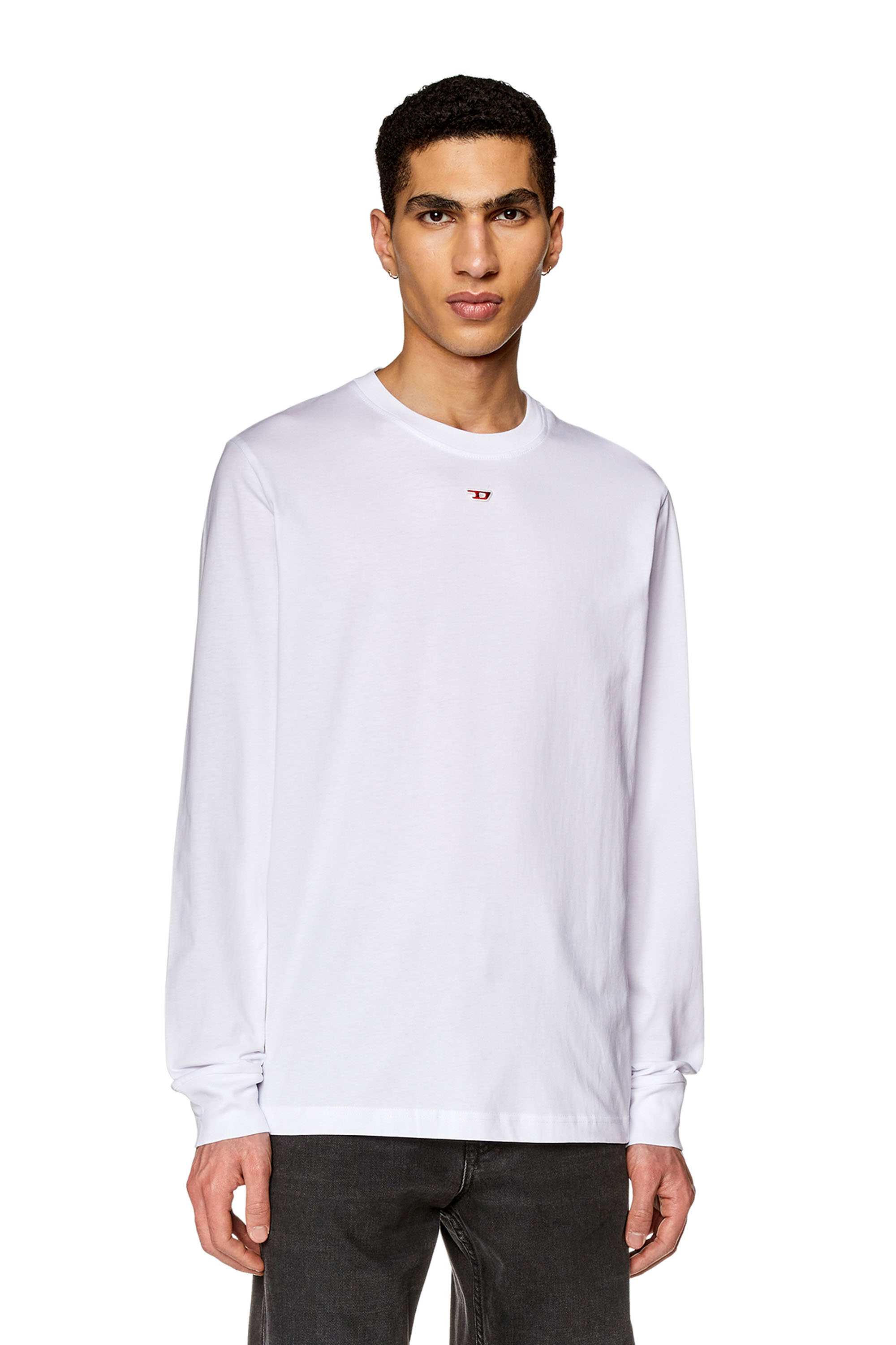 Diesel - Long-sleeve T-shirt with D patch - T-Shirts - Man - White