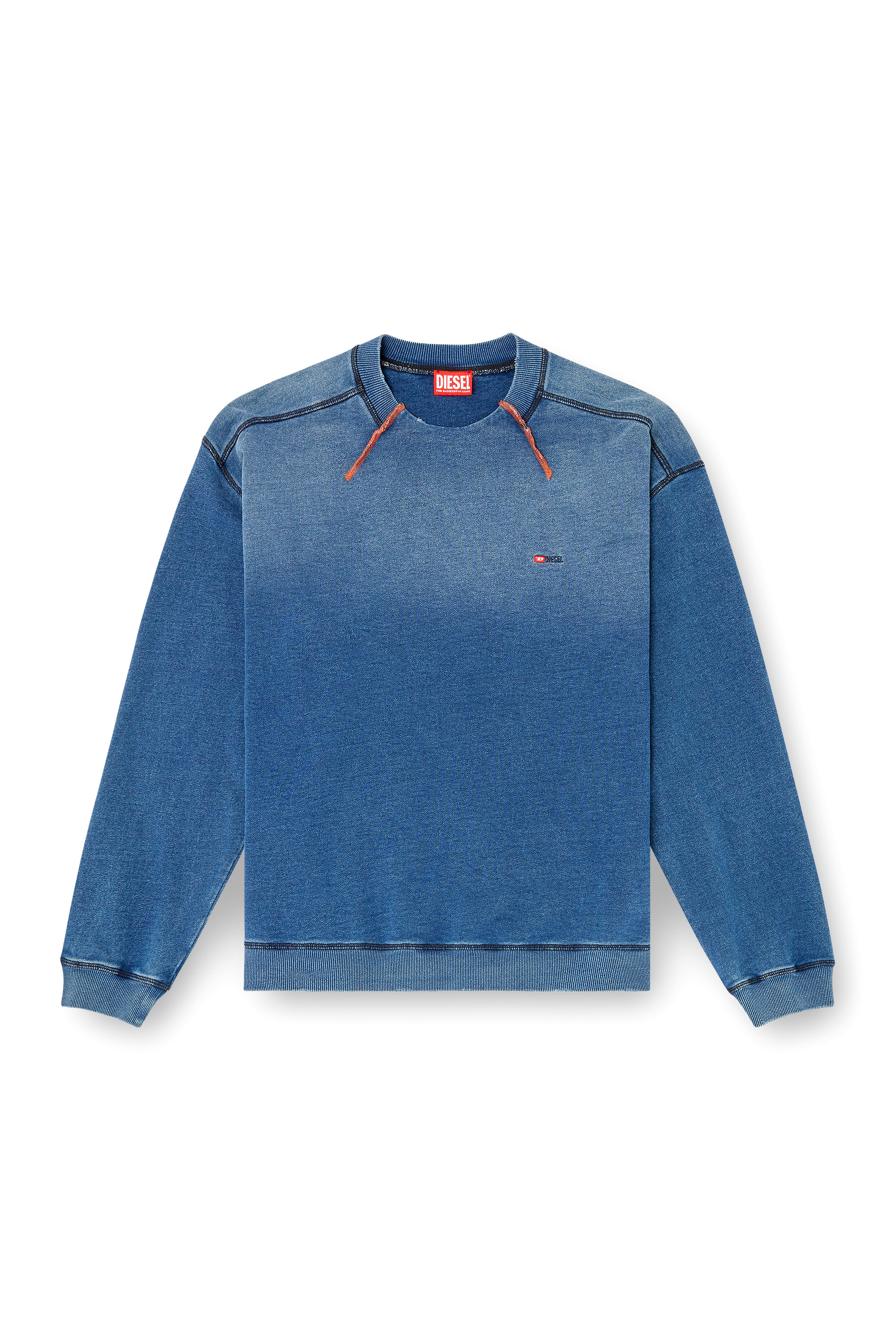 Diesel - S-CRAO-BOXT, Man's Cotton sweater with contrasting stitching in Blue - 3