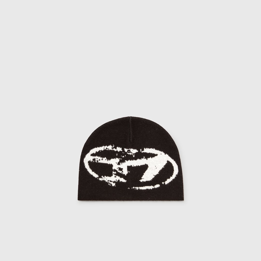 Diesel - Bonnet en laine mélangée avec logo Oval D - Bonnets - Mixte - Noir