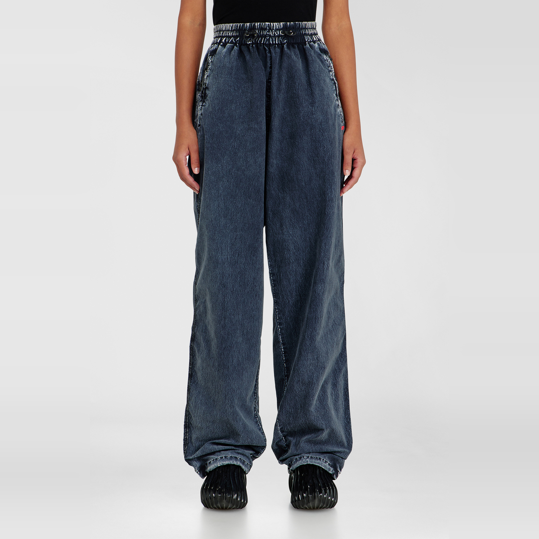 Diesel Women's Blue - Acid-Wash Track Pants In Nylon Taslan - Pants - Woman Size 40 - Image 1