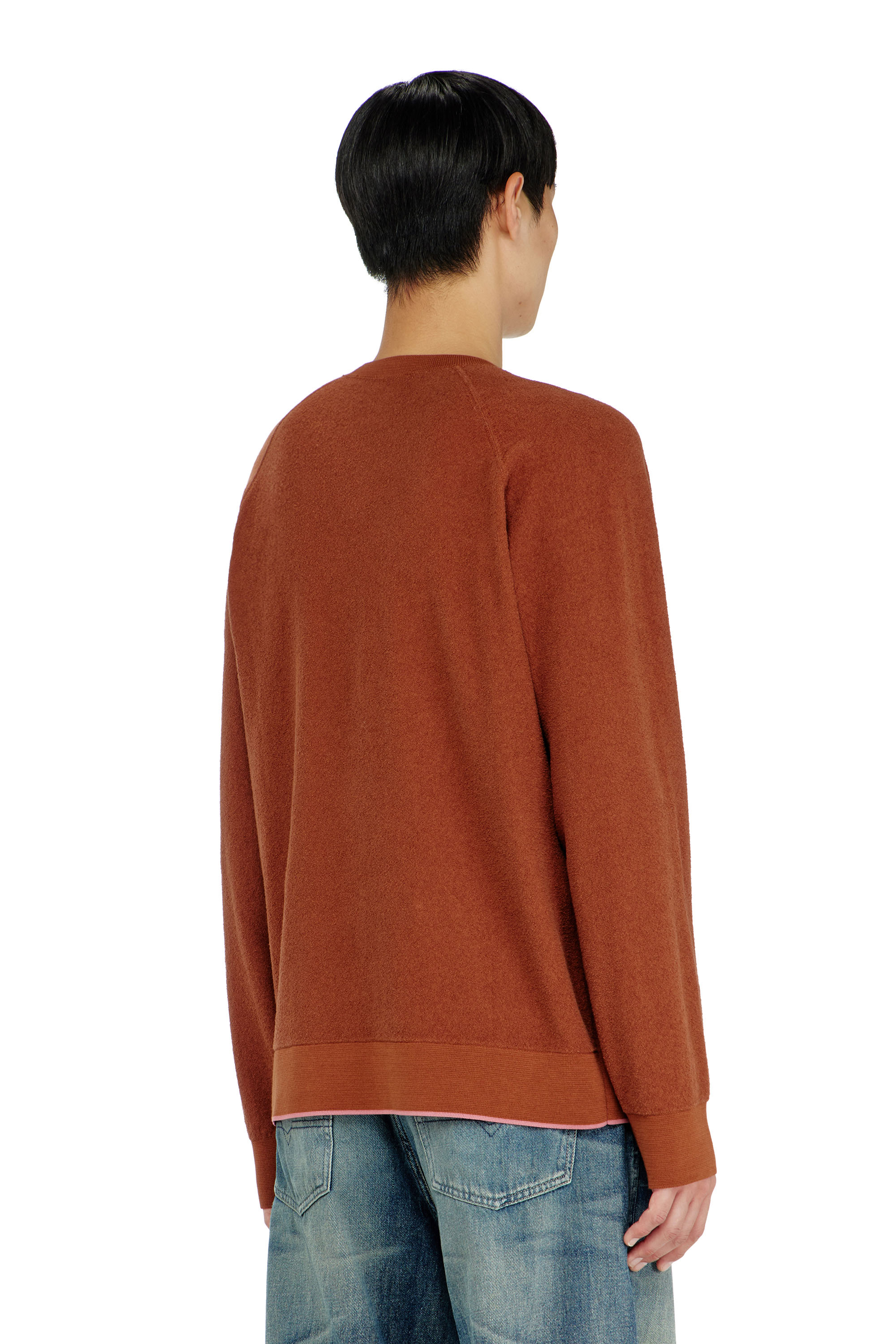 Diesel - K-RALFS, Man's Boucl&eacute; jumper with Phoenix embroidery in Brown - 4