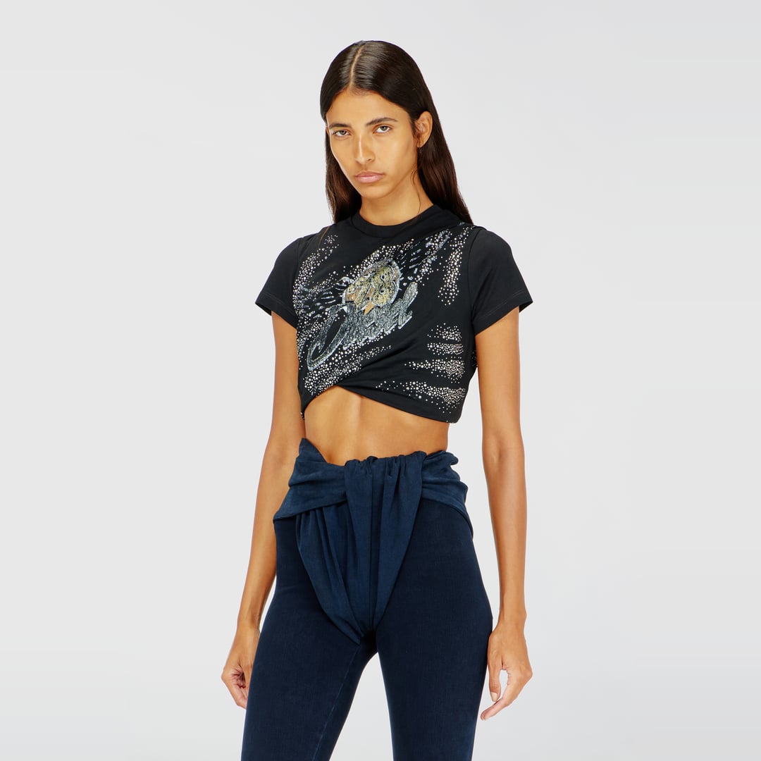 Diesel - Rucked-up T-shirt in double-layer jersey - Tops - Woman - Black