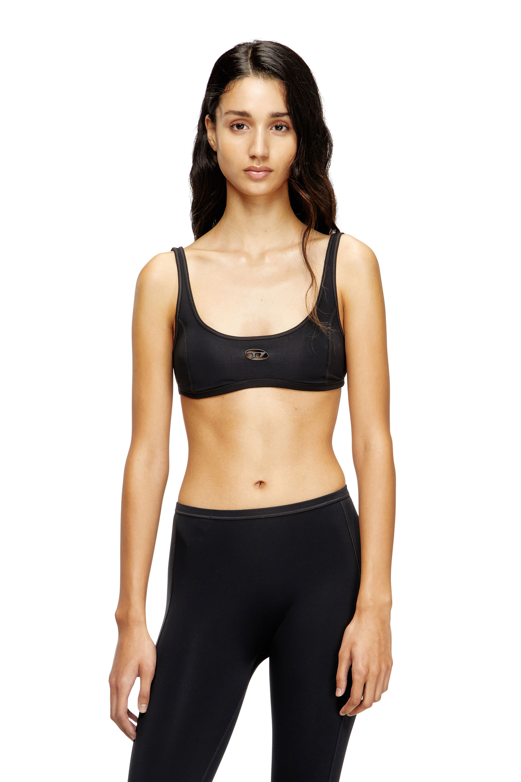 Diesel Sports Bra With Cut-out Logo In Black