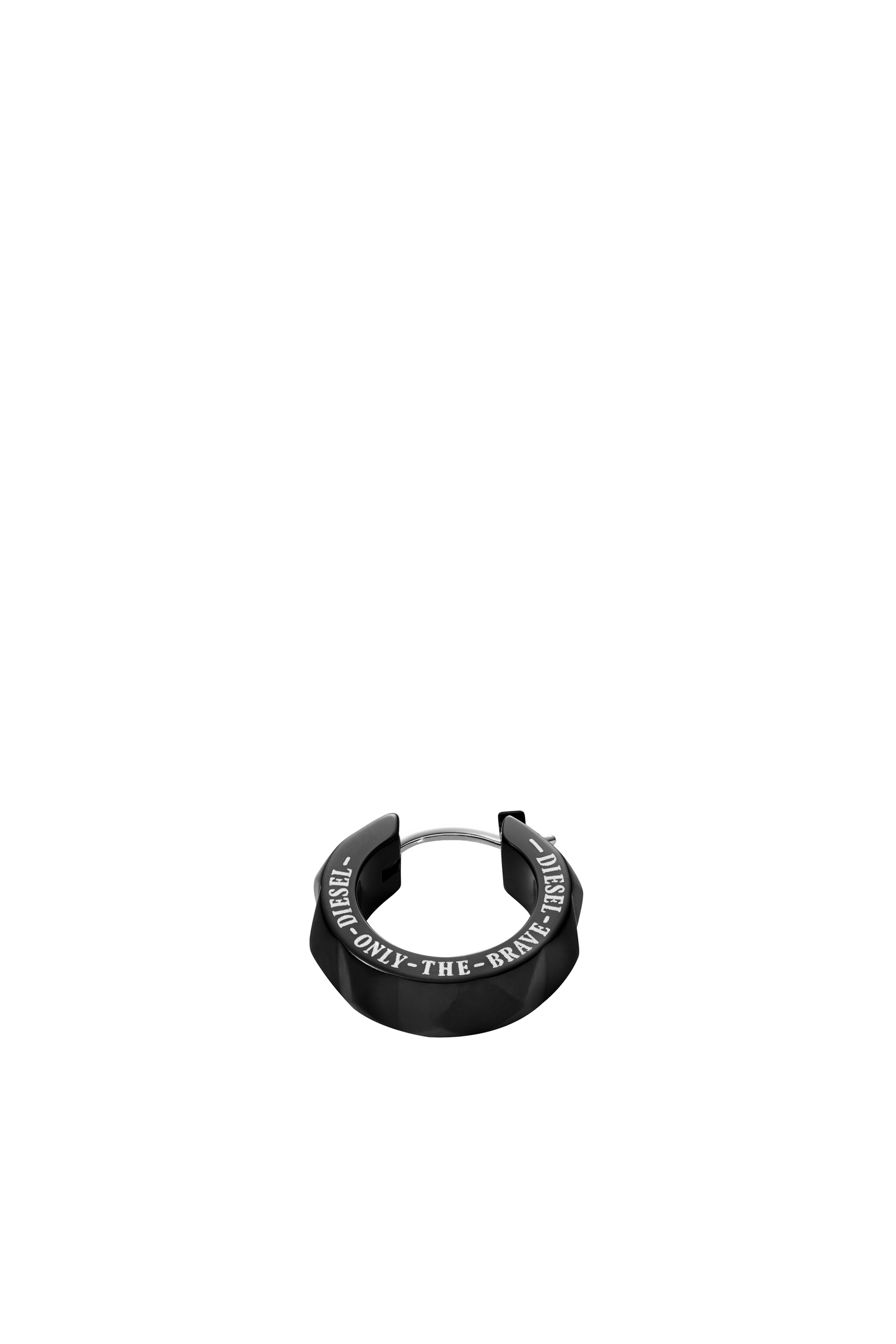 Diesel - Orecchino ad anello aderente con borchie in acciaio inossidabile nero - Orecchini - Uomo - Nero