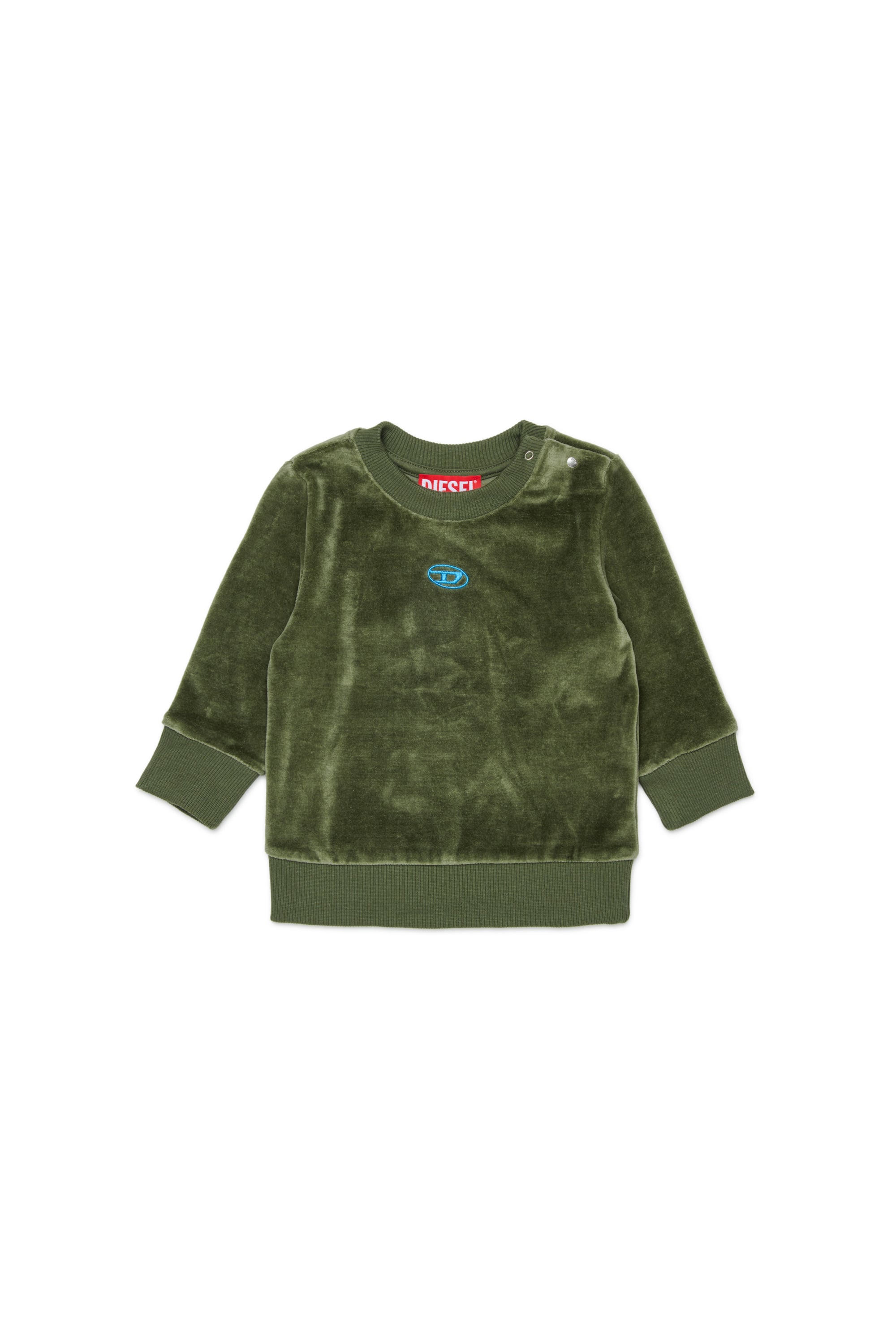Diesel Verde Ragazzo - Felpa In Velluto Con Ricamo Oval D - Felpe - Uomo Taglia 18-24 Bambino
