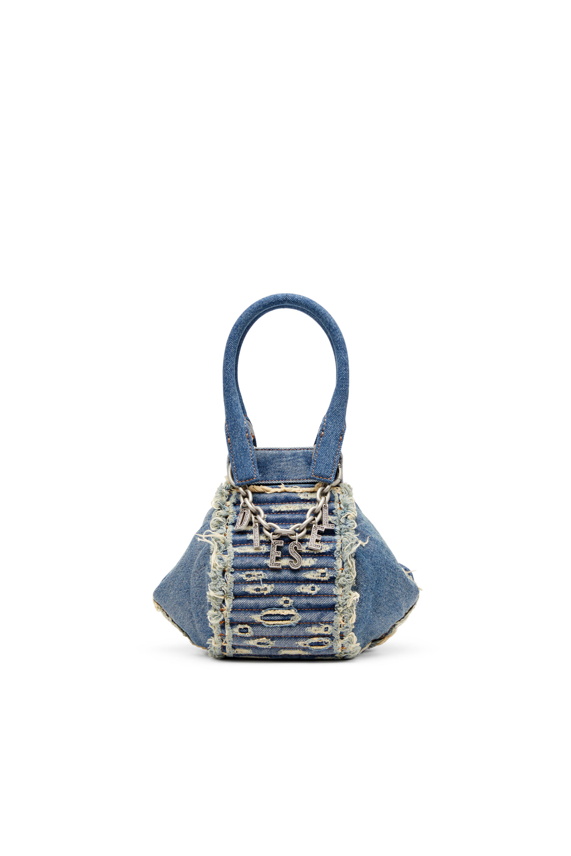 Diesel - D-Vina-Xs-Handbag in distressed quilted denim - Shoulder Bags - Woman - Blue