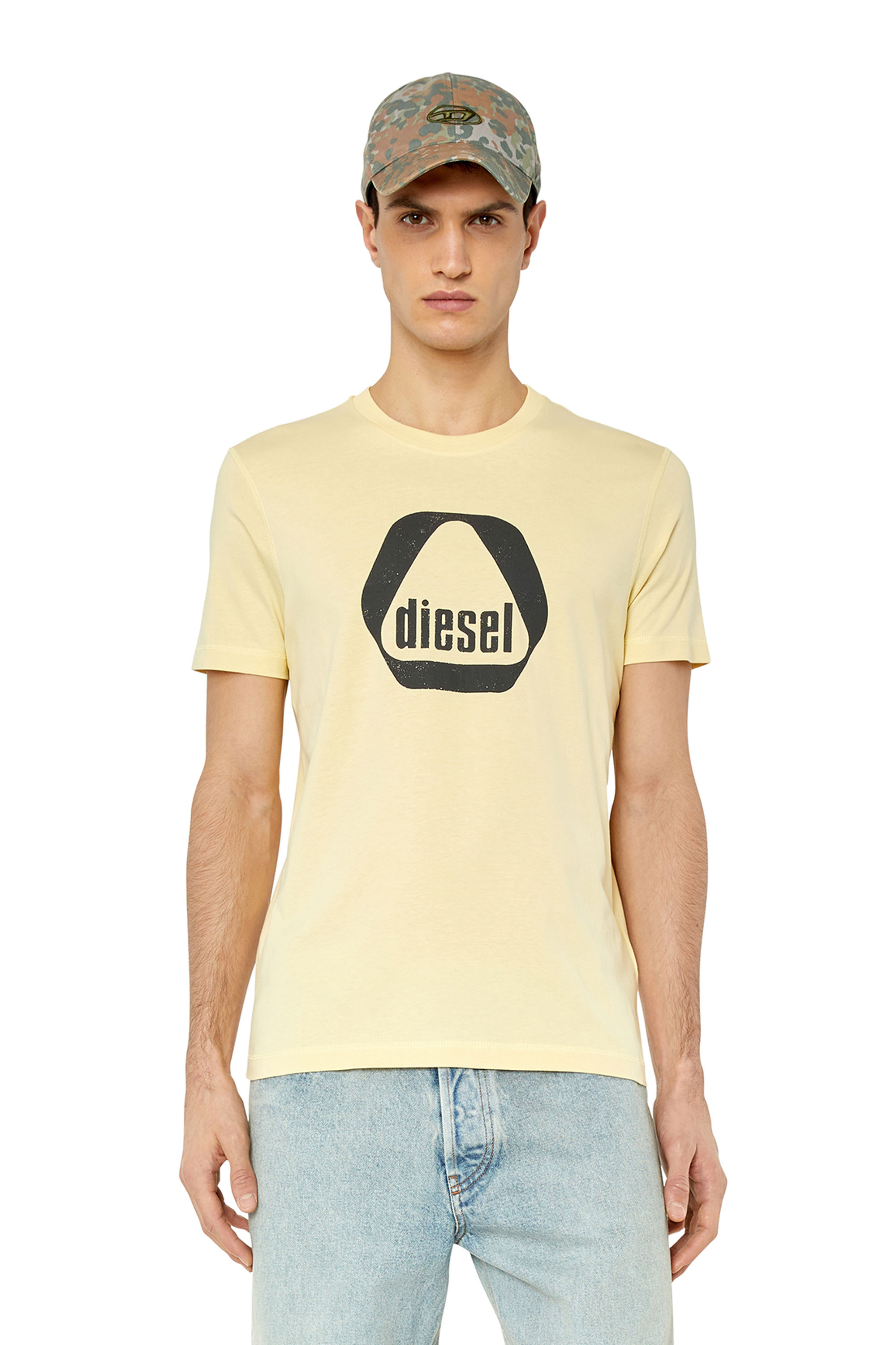 Diesel - T-shirt con logo utility stampato - T-Shirts - Uomo - Beige