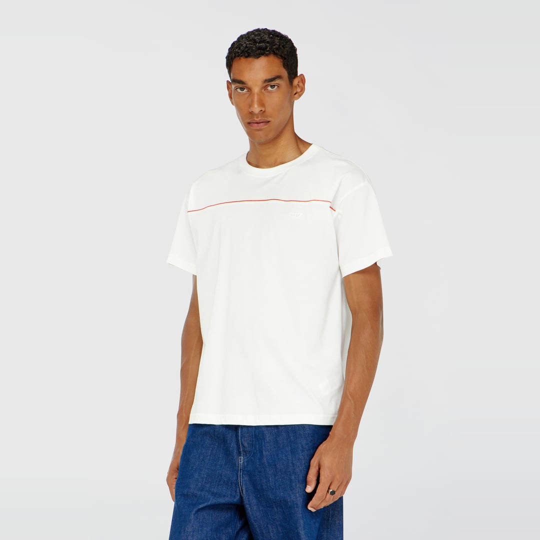 Diesel - T-shirt with contrast piping - T-Shirts - Man - White
