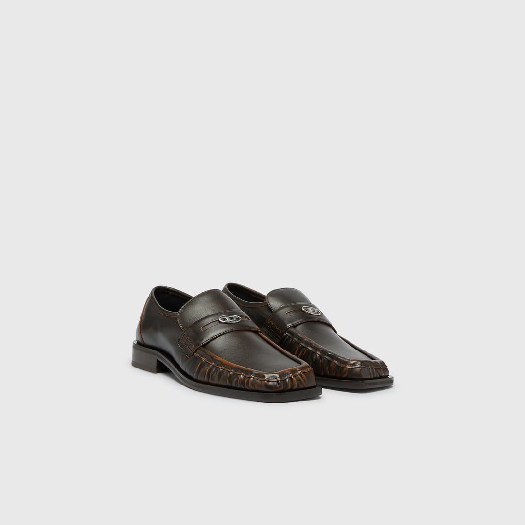 Diesel - D-Amber - Penny loafers in leather - Moccasins and Mules - Man - Brown