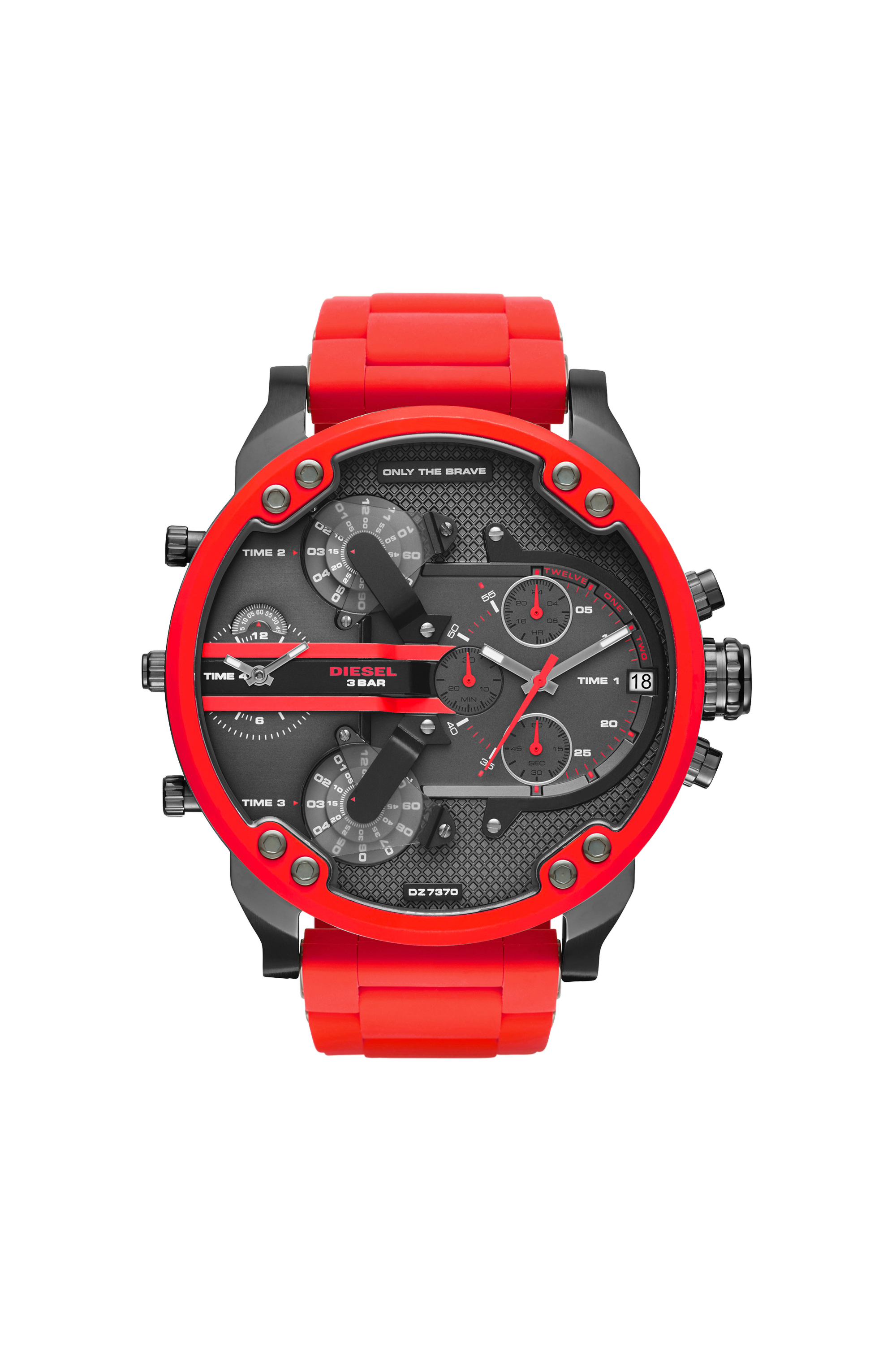 Diesel - Mr. Daddy 2.0 red metal watch, 55 mm - Timeframes - Man - Red