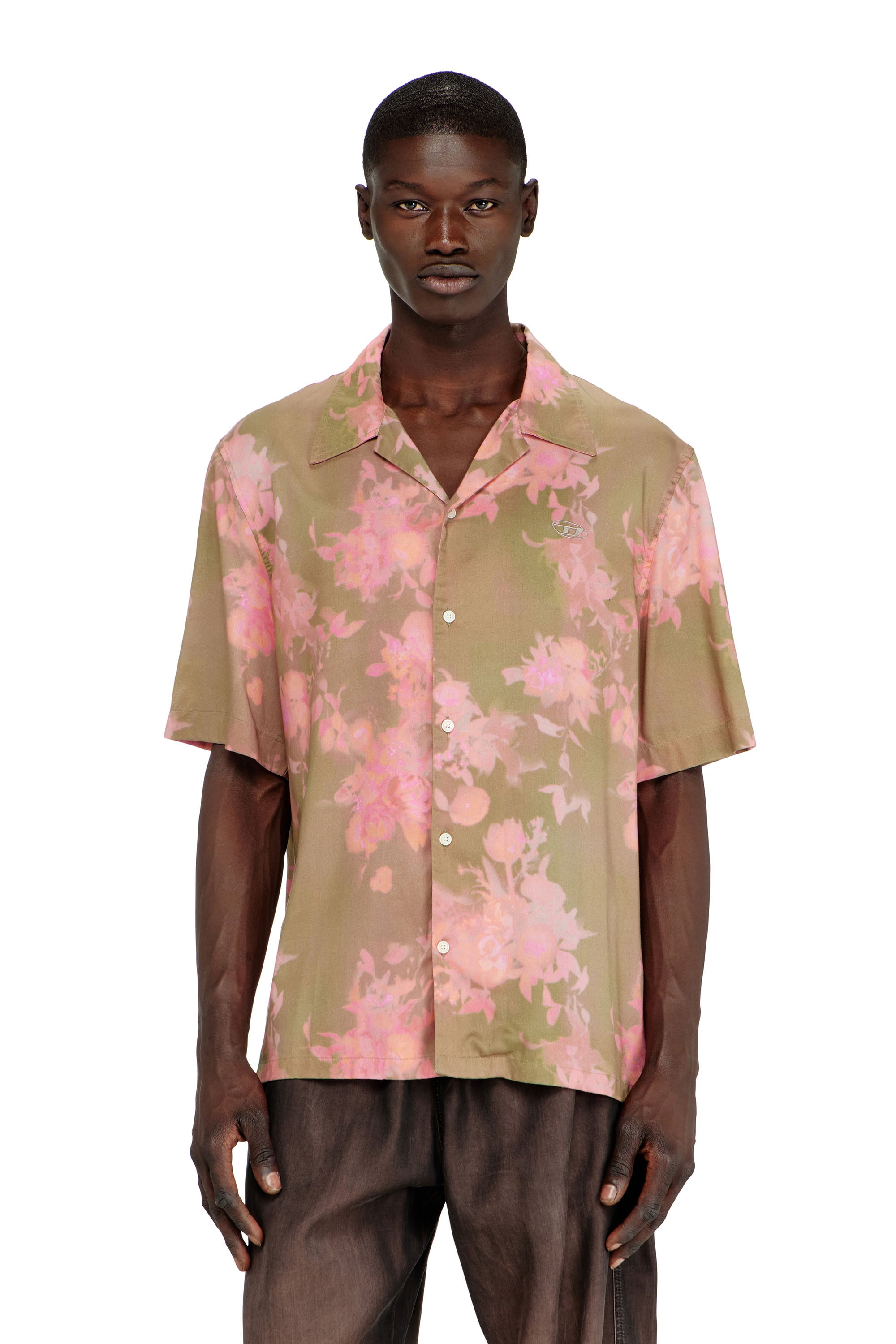 Diesel Homem Multicolor - Lyocell Shirt With All-Over Floral Print - Shirts - Man Tamanho 50