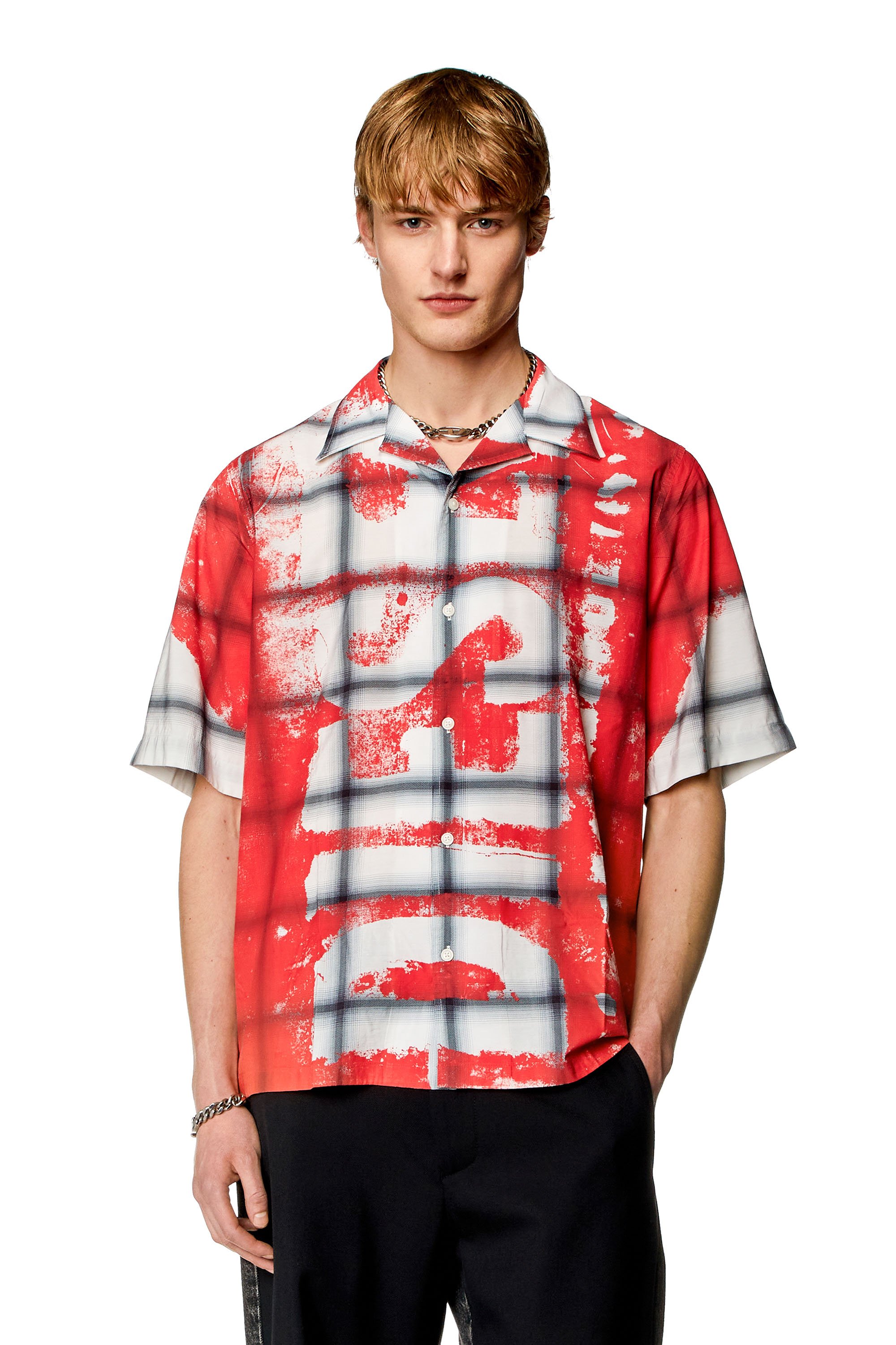 Shop Diesel Check Bowling Shirt With Fading Logo In Multicolor