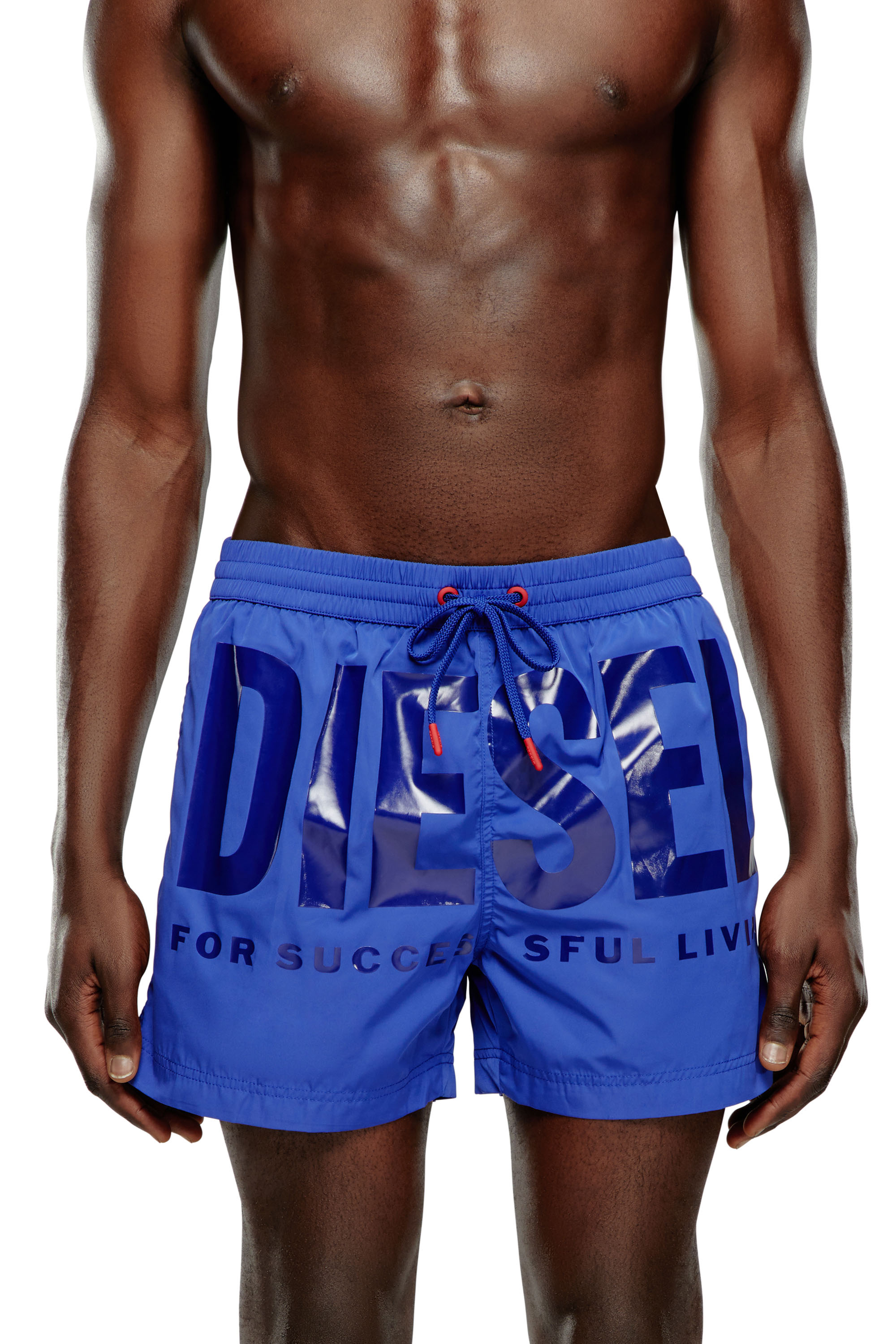 Diesel - Short de bain mi-long avec logo ton sur ton - Boxers de bain - Homme - Bleu