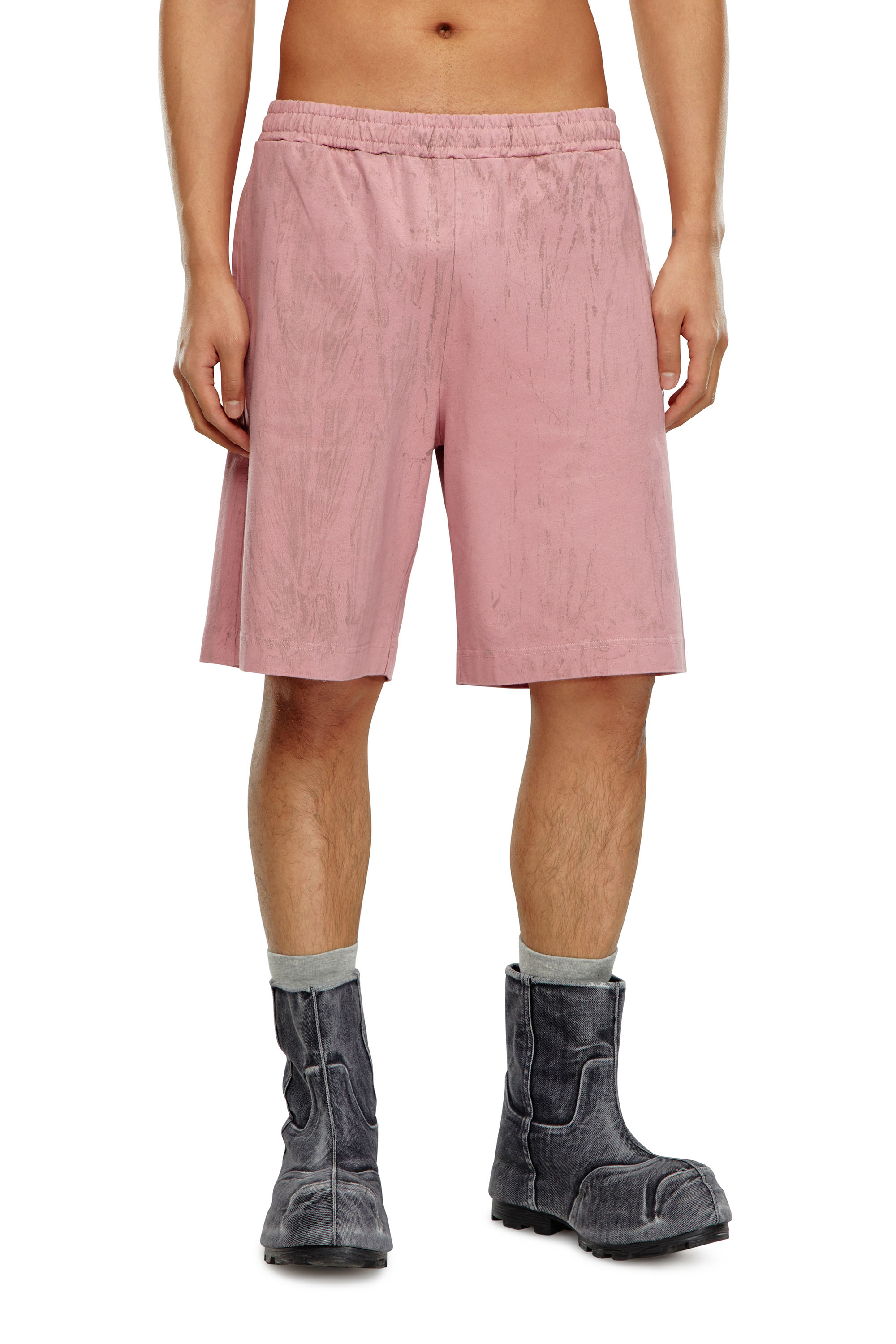 Diesel - Jersey shorts with cracked effect - Shorts - Man - Pink
