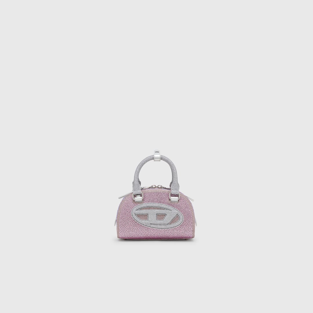 Diesel - 1DR Dome - Small bowling bag in crystal Lurex - Crossbody Bags - Woman - Pink