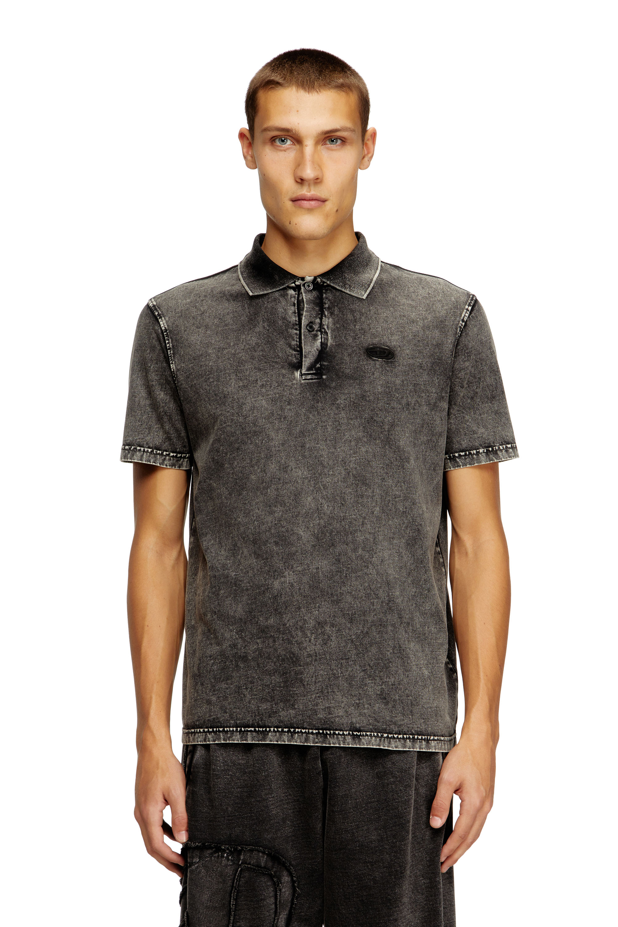 Diesel Men's Grey - Polo Shirt In Denim-Effect Jersey - Polos - Man Xxl