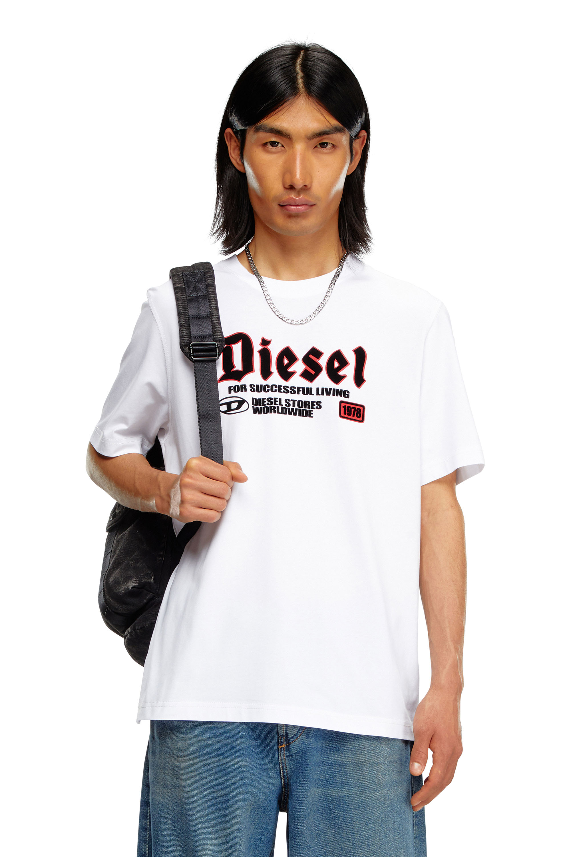 Diesel - T-shirt con stampa Diesel flock - T-Shirts - Uomo - Bianco