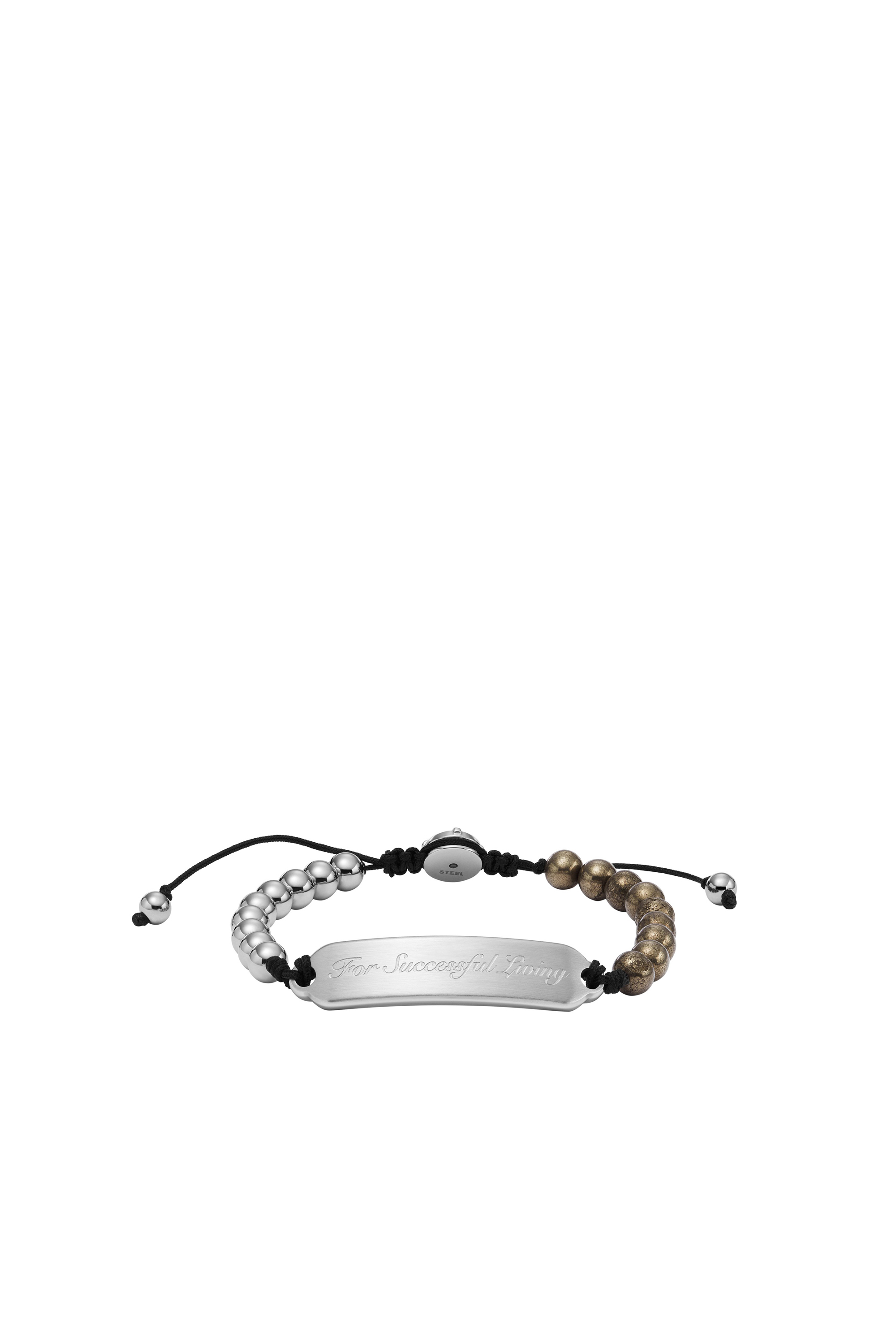 Diesel - Silver and Gold Pyrite Beaded Bracelet - Braccialetti - Unisex - Argento