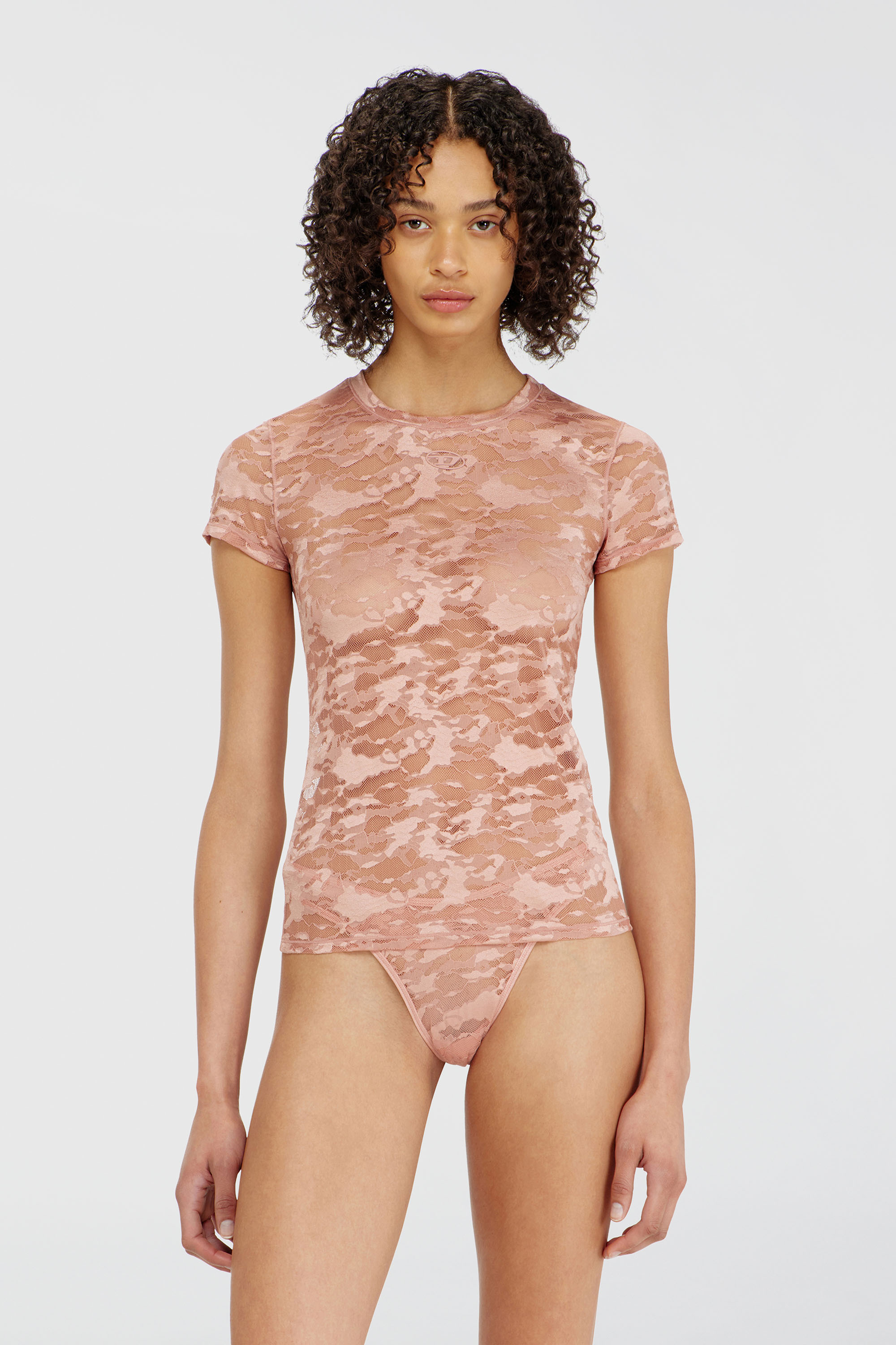 Diesel - Camo lace T-shirt - Tops - Woman - Pink