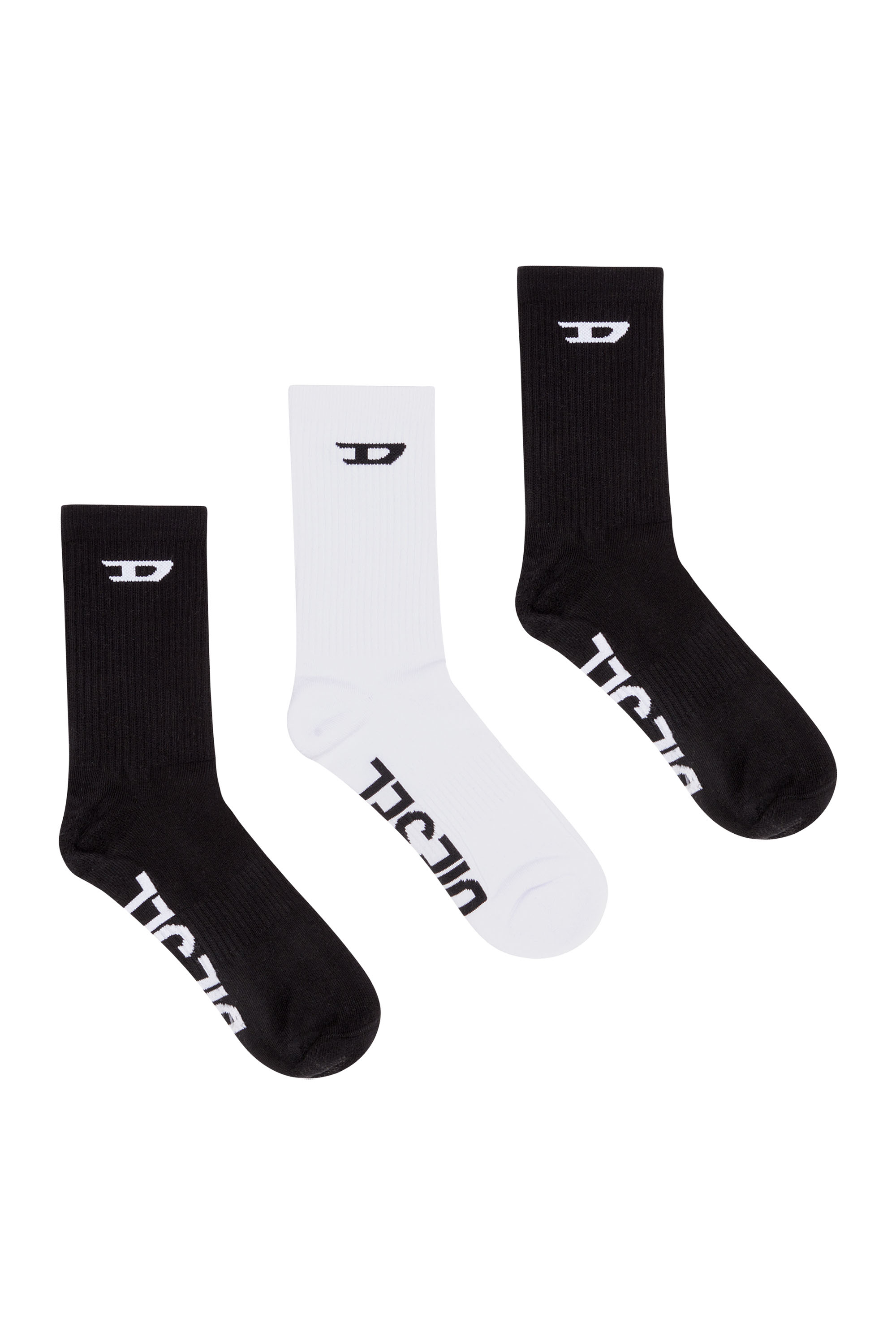 Diesel 3-pack Of Ribbed Socks With D Logo In Multicolor