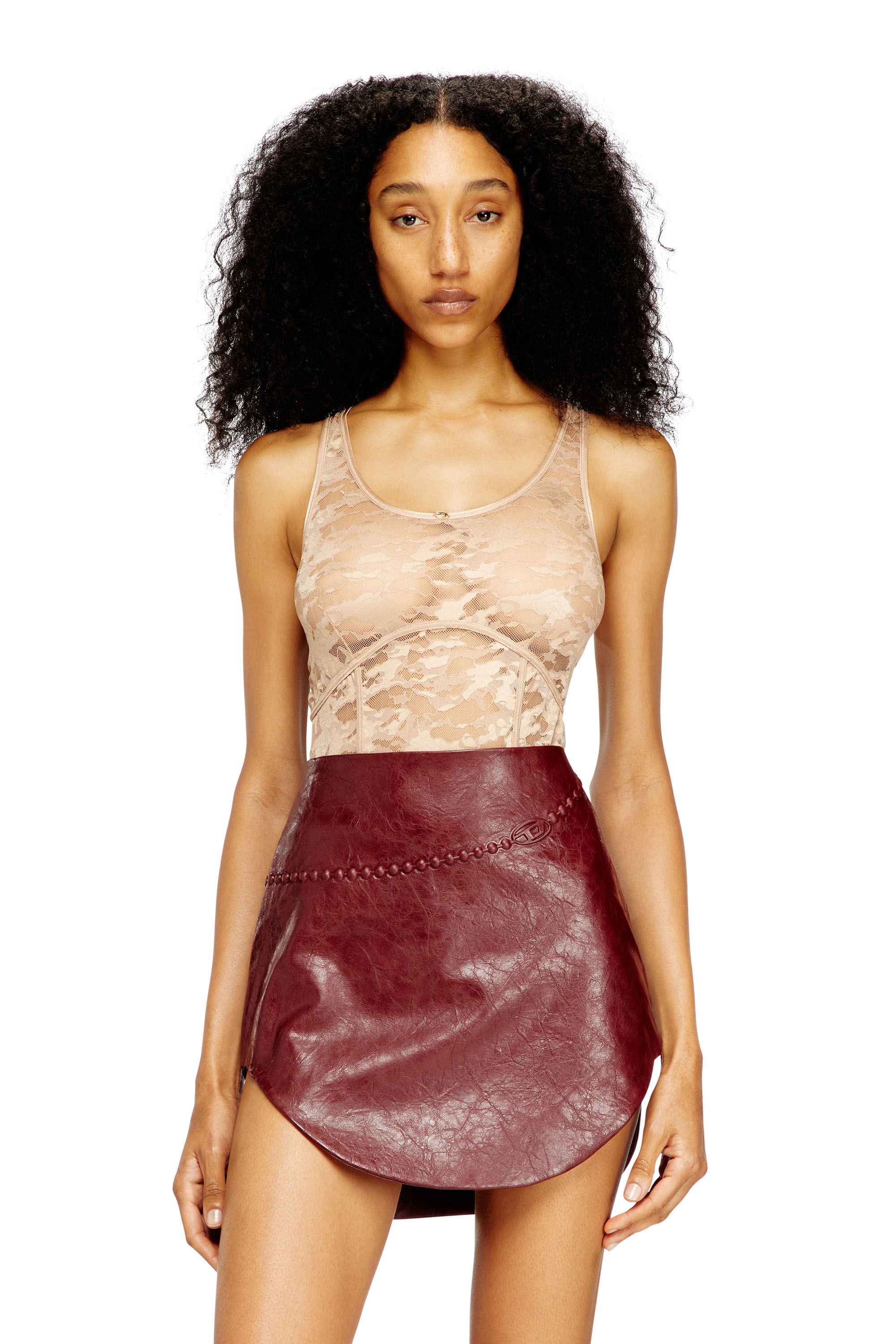 Diesel - EZZY-UTLT, Woman's Nylon bodysuit with lace design in Nude - 1