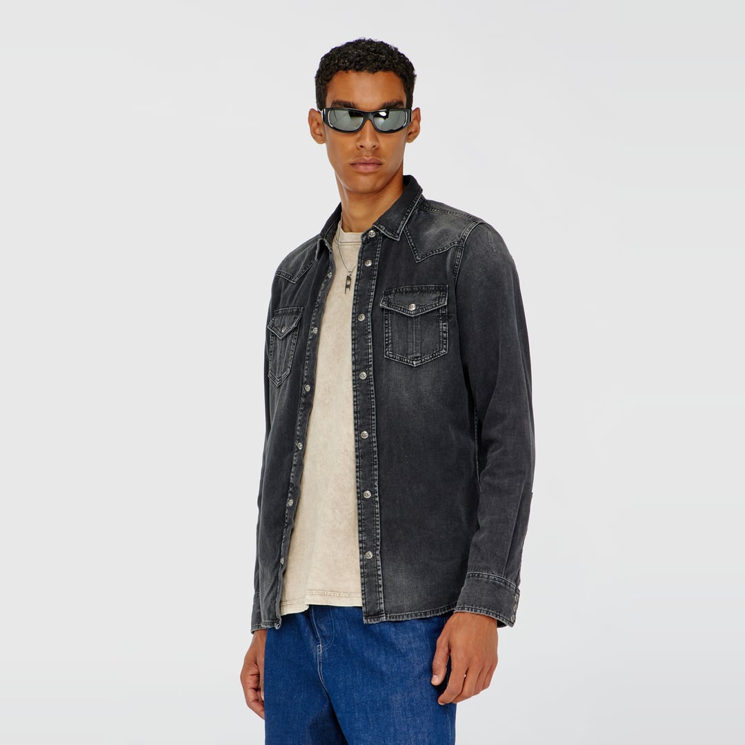 Diesel - Denim overshirt - Denim Shirts - Man - Black