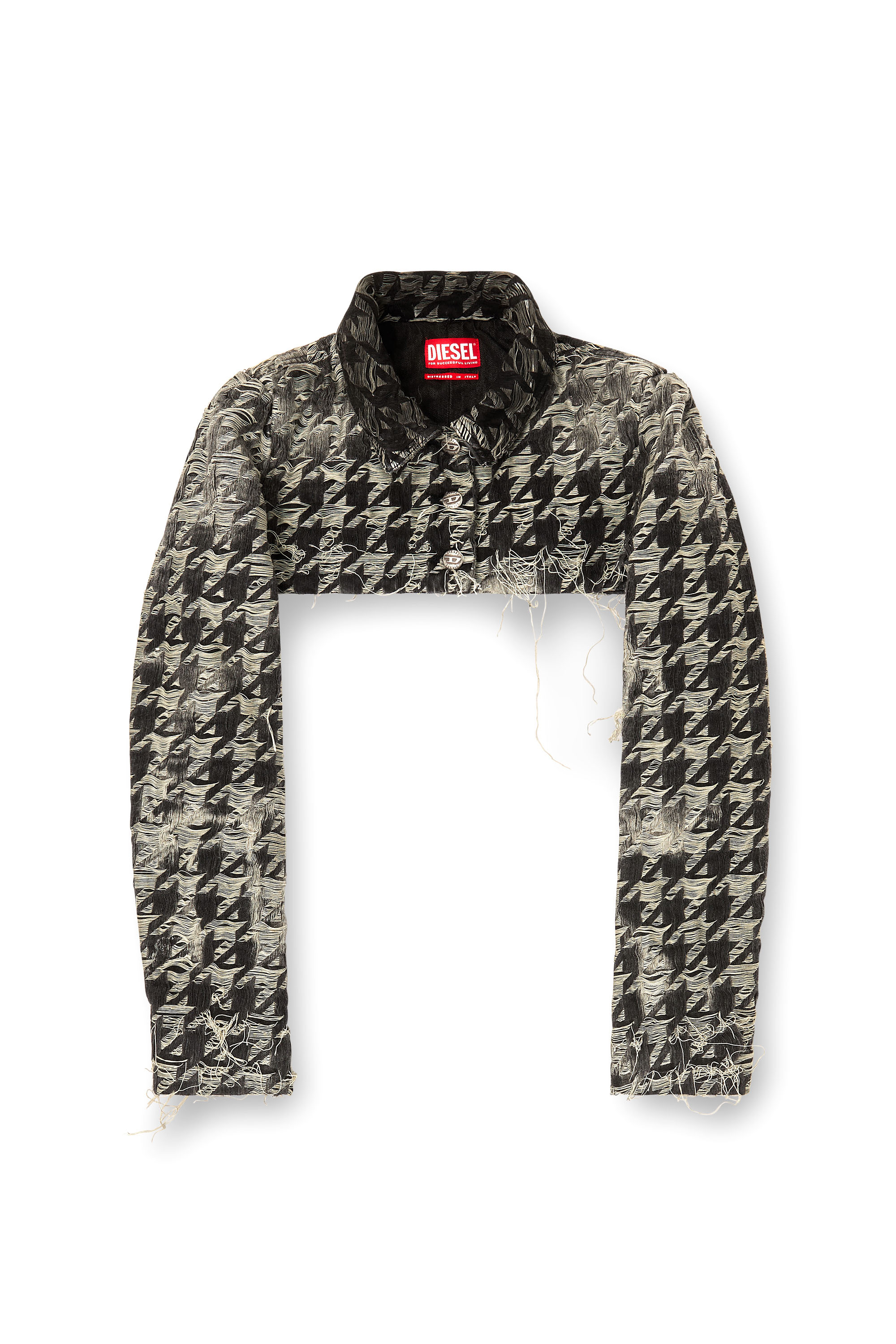 Diesel - DE-ANSIS-FSH2, Woman's Shrug in houndstooth-weave denim in Black/White - 3