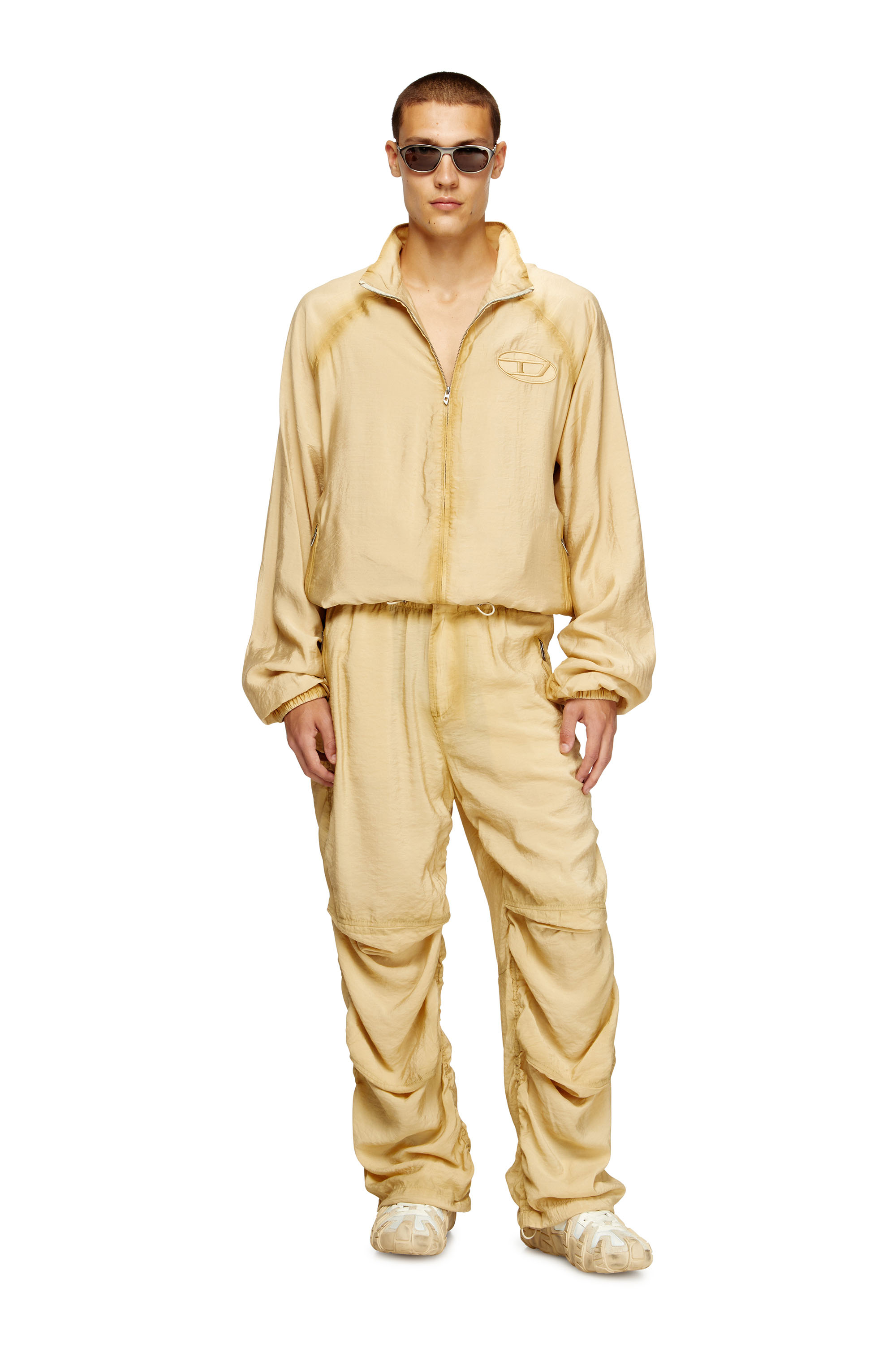 Diesel - J-HENRI-SOUVENIR, Man's Souvenir-style embroidered track jacket in Beige - 2