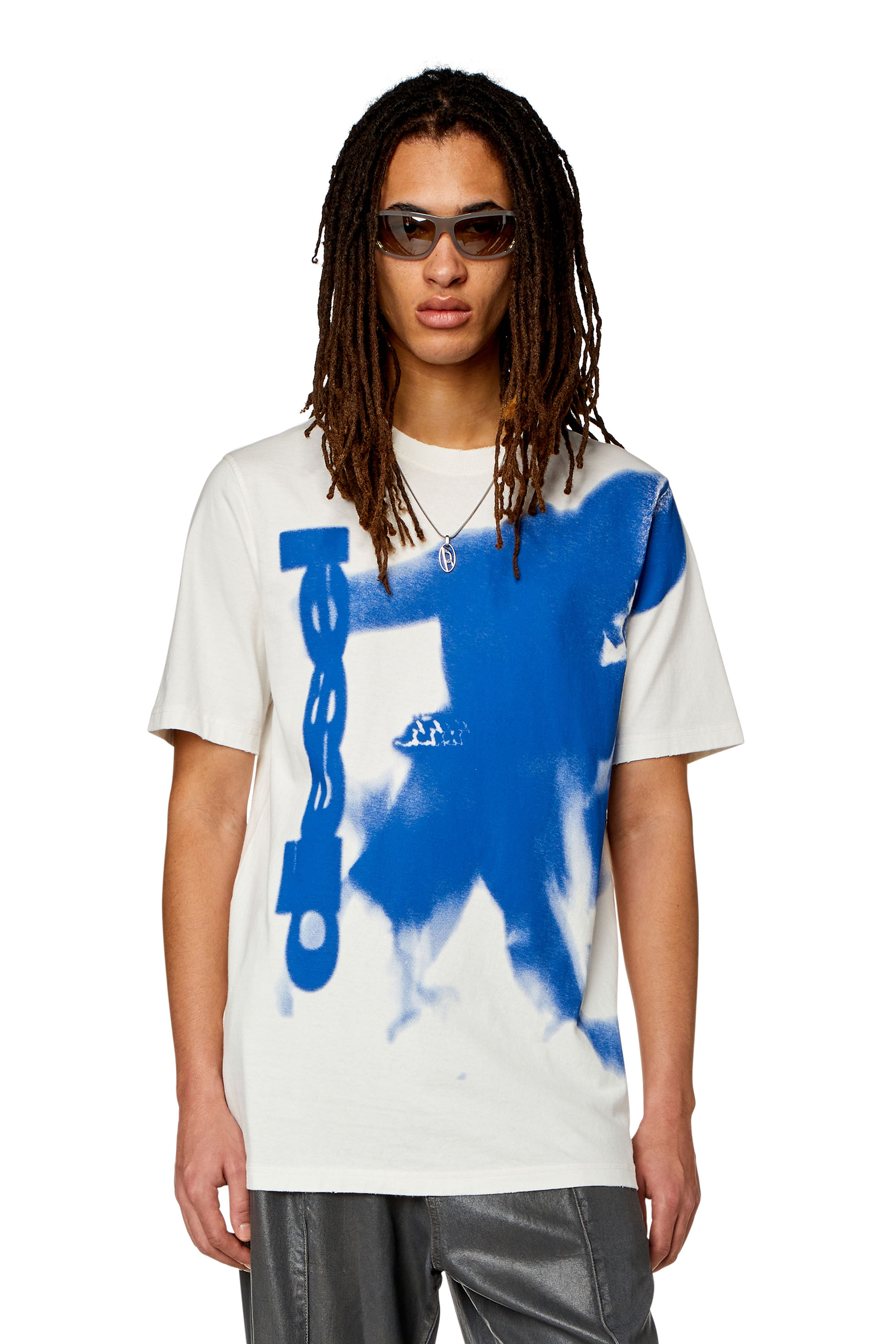 Diesel - T-shirt with smudged print - T-Shirts - Man - White