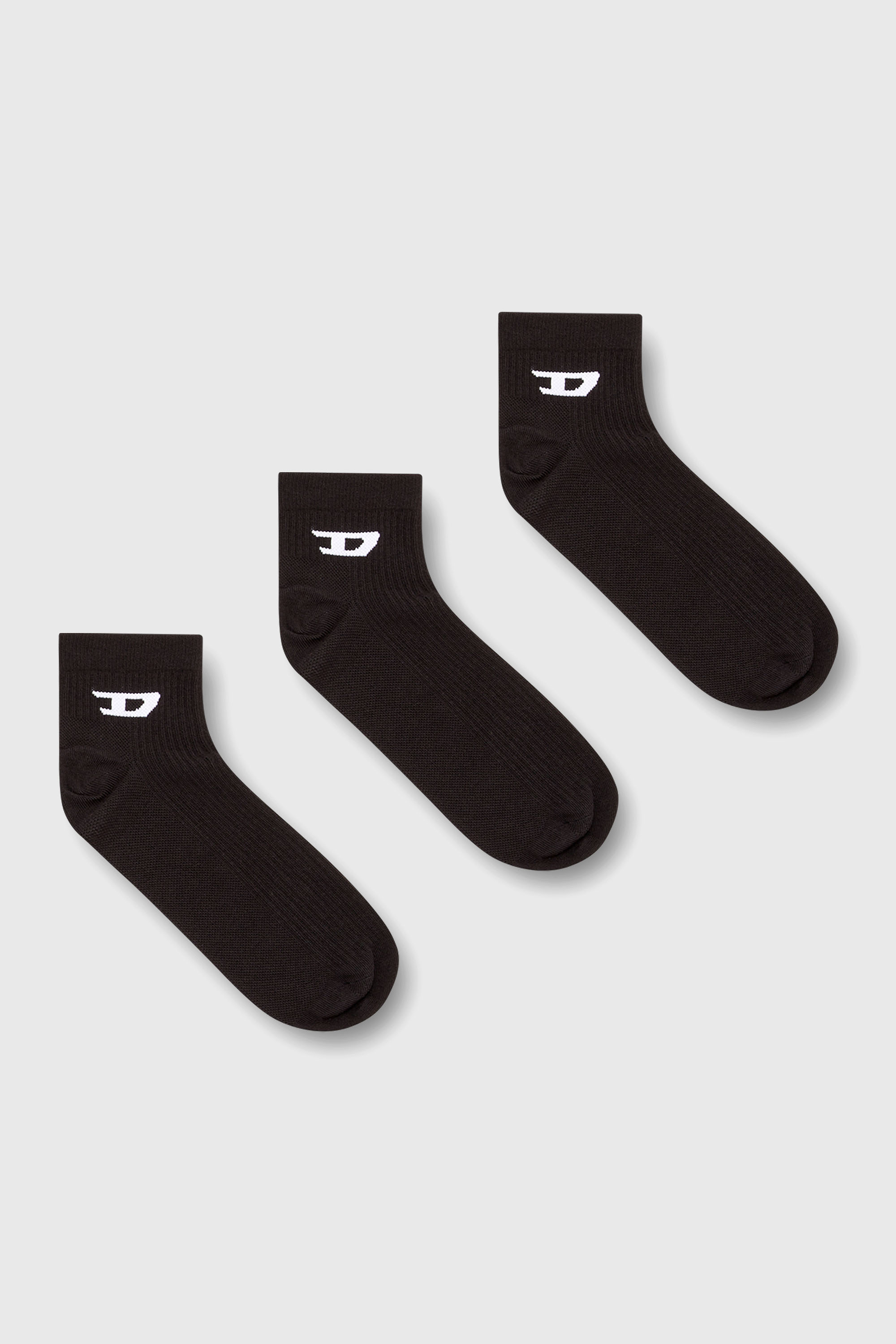 Diesel - Three-pack ankle socks with D logo - Socks - Man - Black