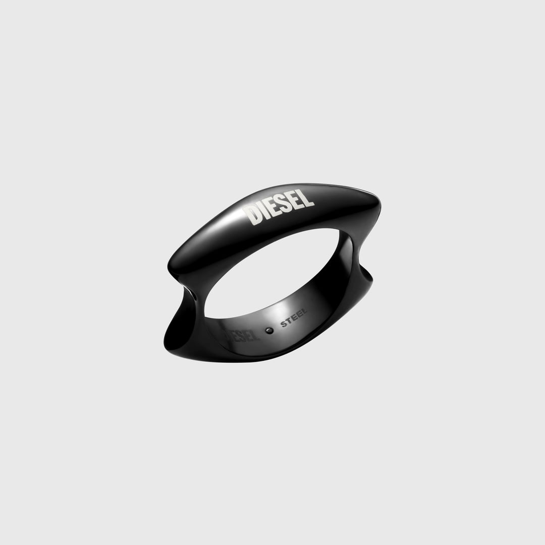 Diesel - Black stainless steel band ring - Rings - Unisex - Black