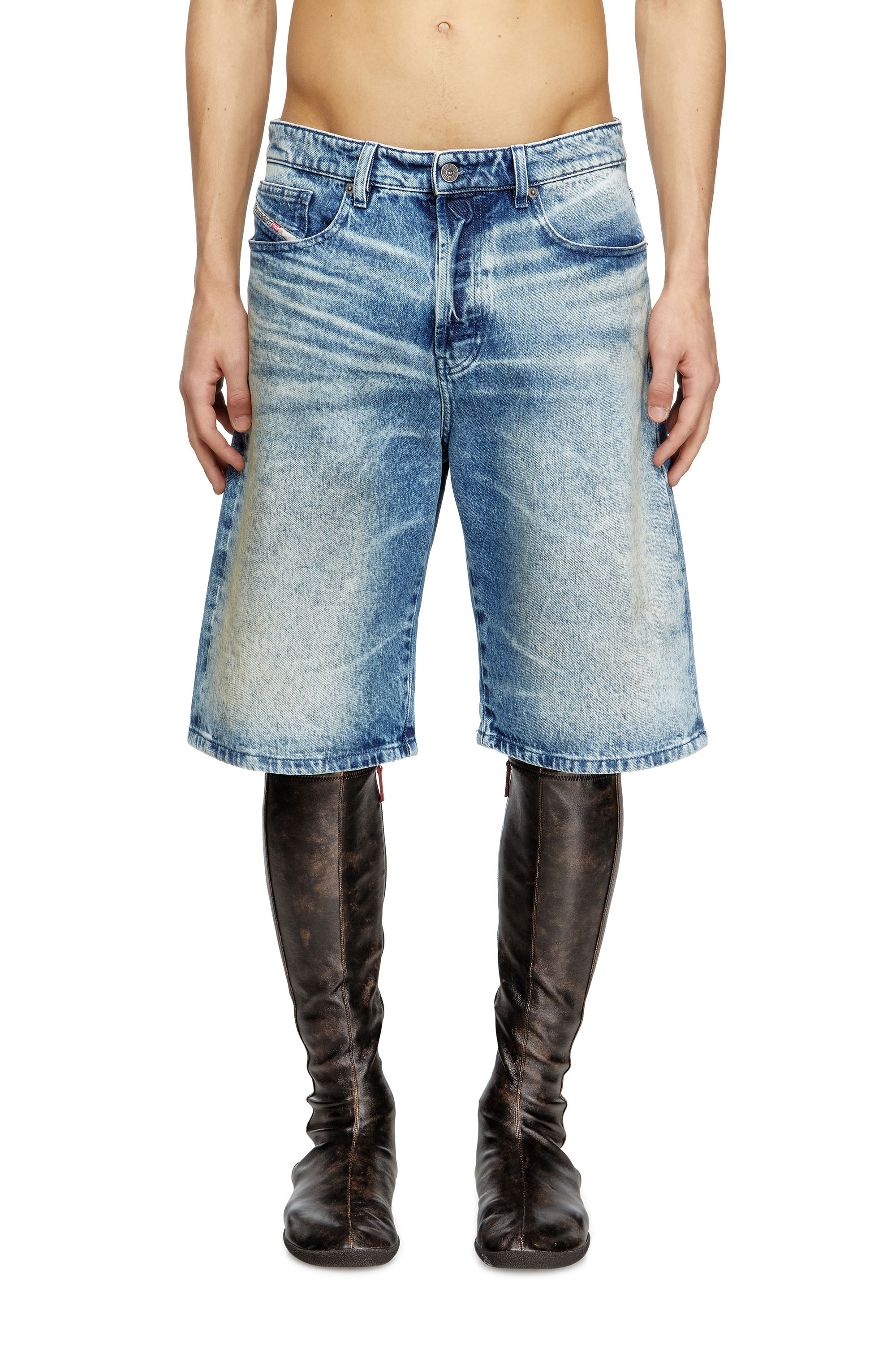 Diesel - Denim shorts with lyrics print - Shorts - Man - Blue