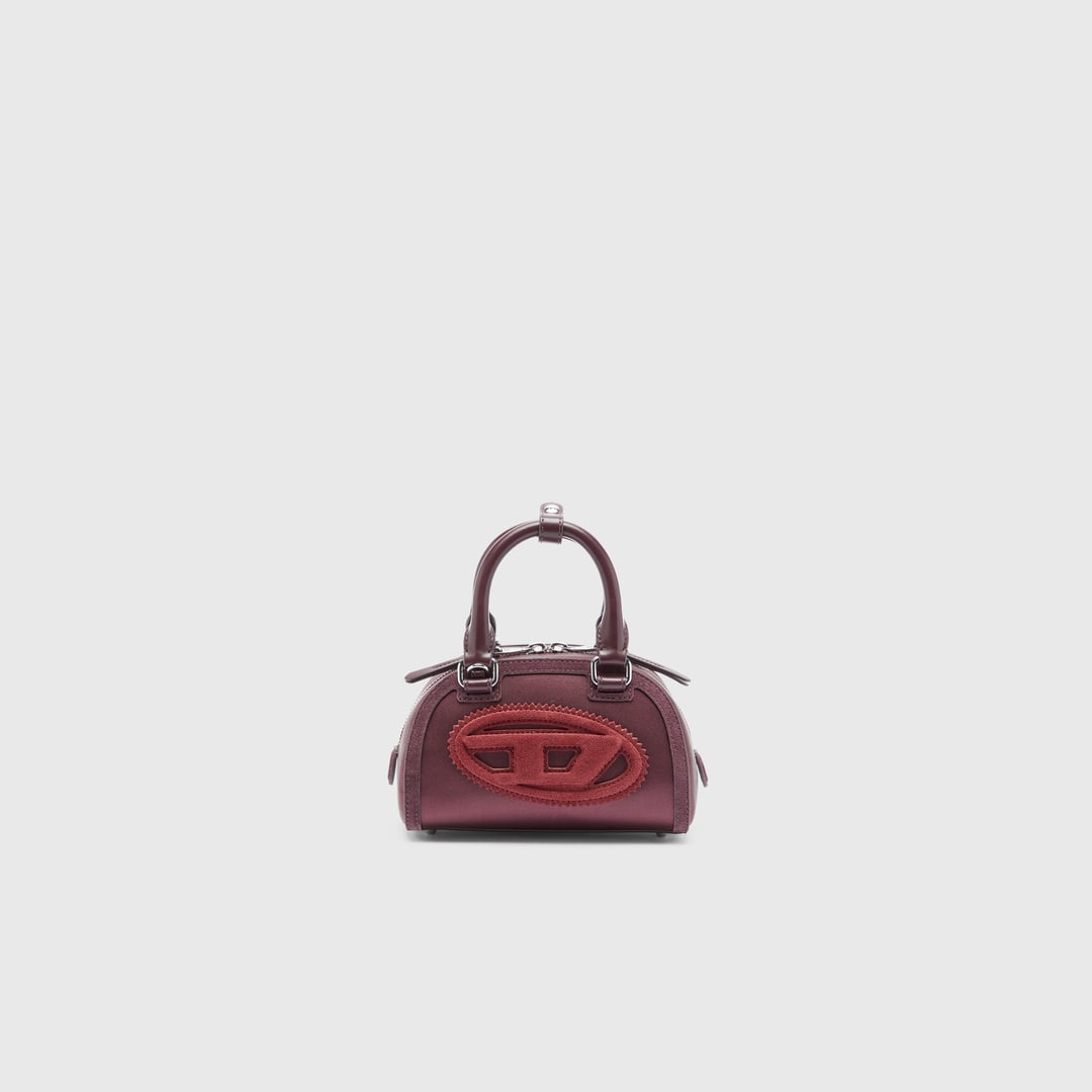 Diesel - 1DR Dome - Small bowling bag in satin and suede - Crossbody Bags - Woman - Red