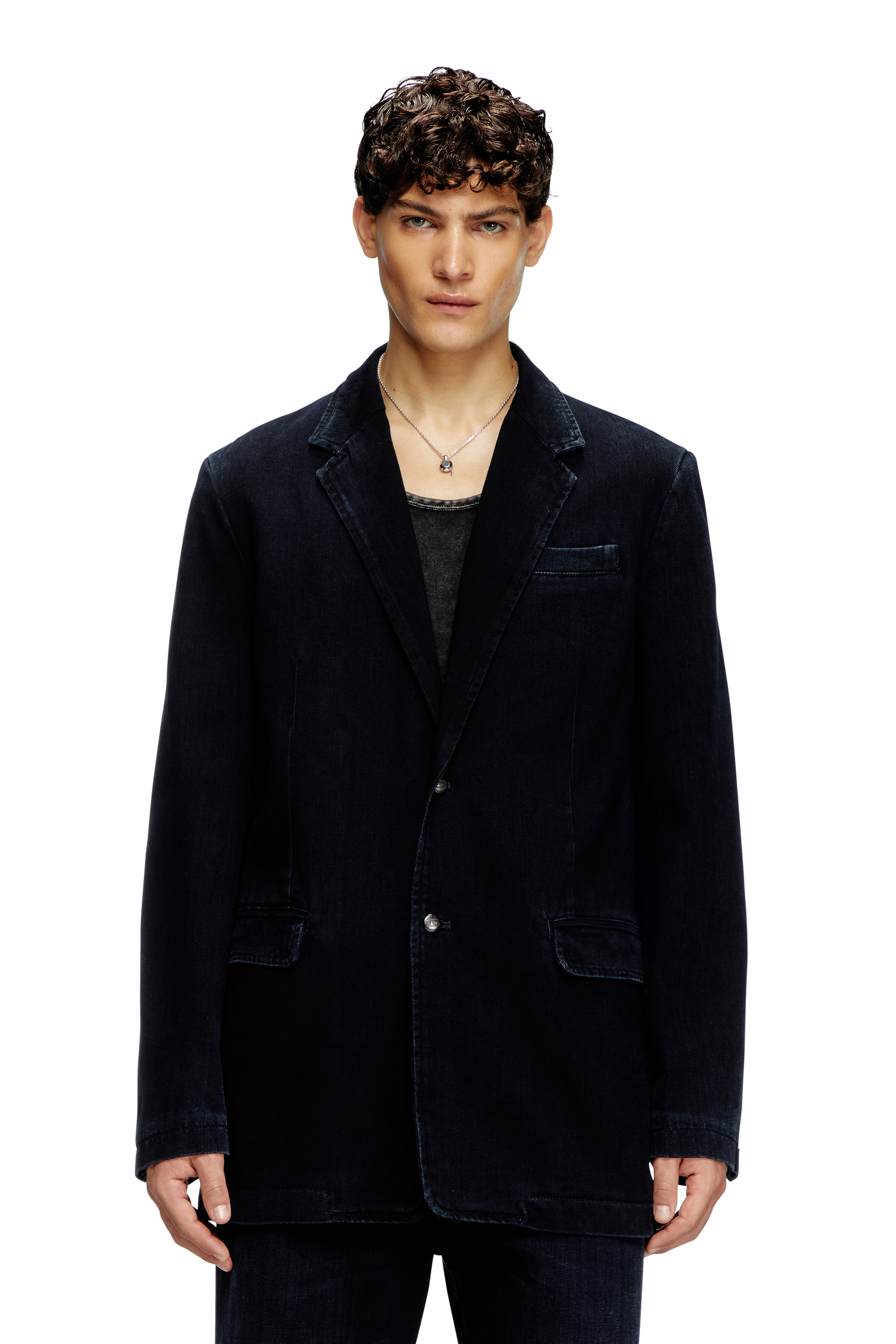 Diesel Blazer In Streaky Denim In Blue